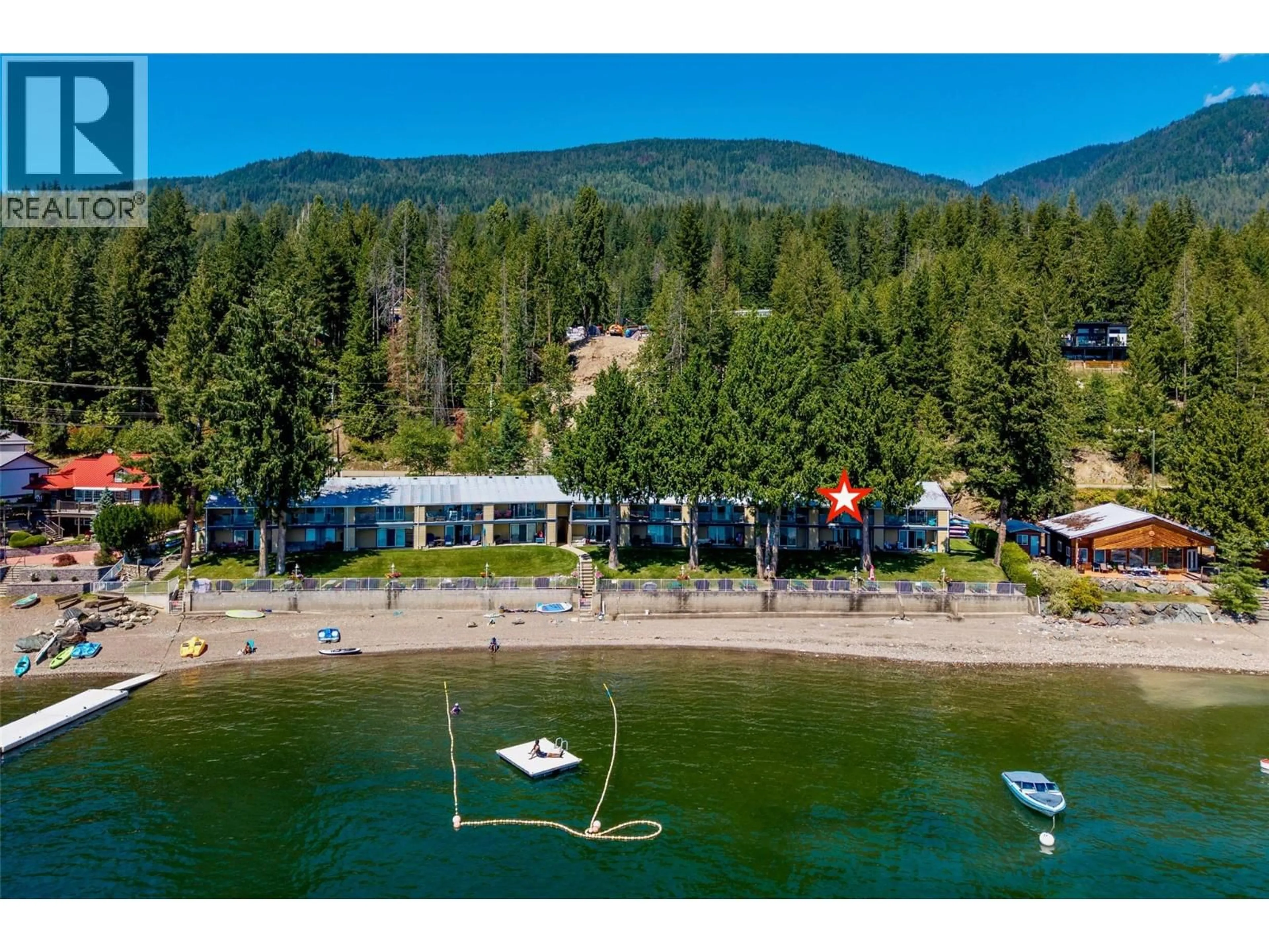 A pic from outside/outdoor area/front of a property/back of a property/a pic from drone, water/lake/river/ocean view for 7 - 7732 SQUILAX-ANGLEMONT ROAD, Anglemont British Columbia V0E1M8