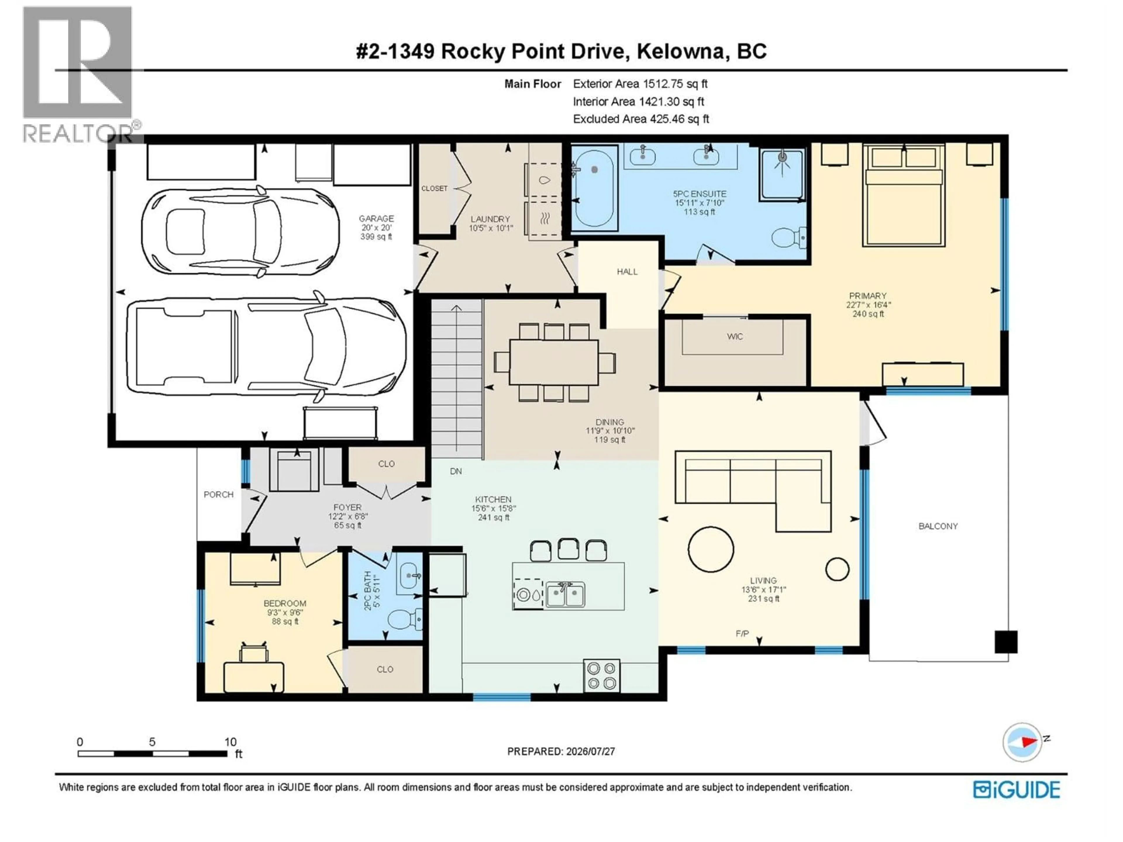 Floor plan for 2 - 1349 ROCKY POINT DRIVE, Kelowna British Columbia V1V0B5