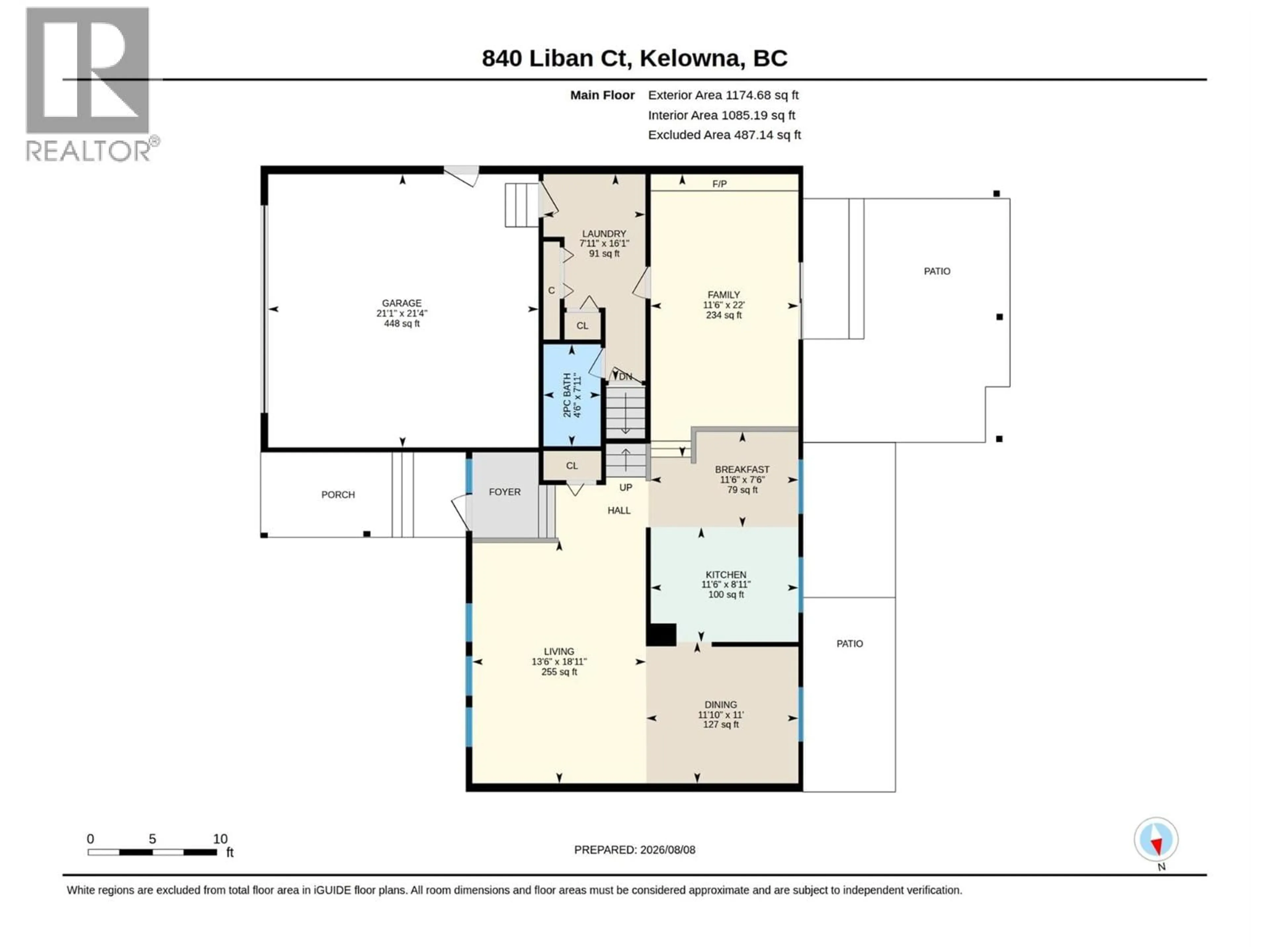 Floor plan for 840 LIBAN COURT, Kelowna British Columbia V1Y8B5
