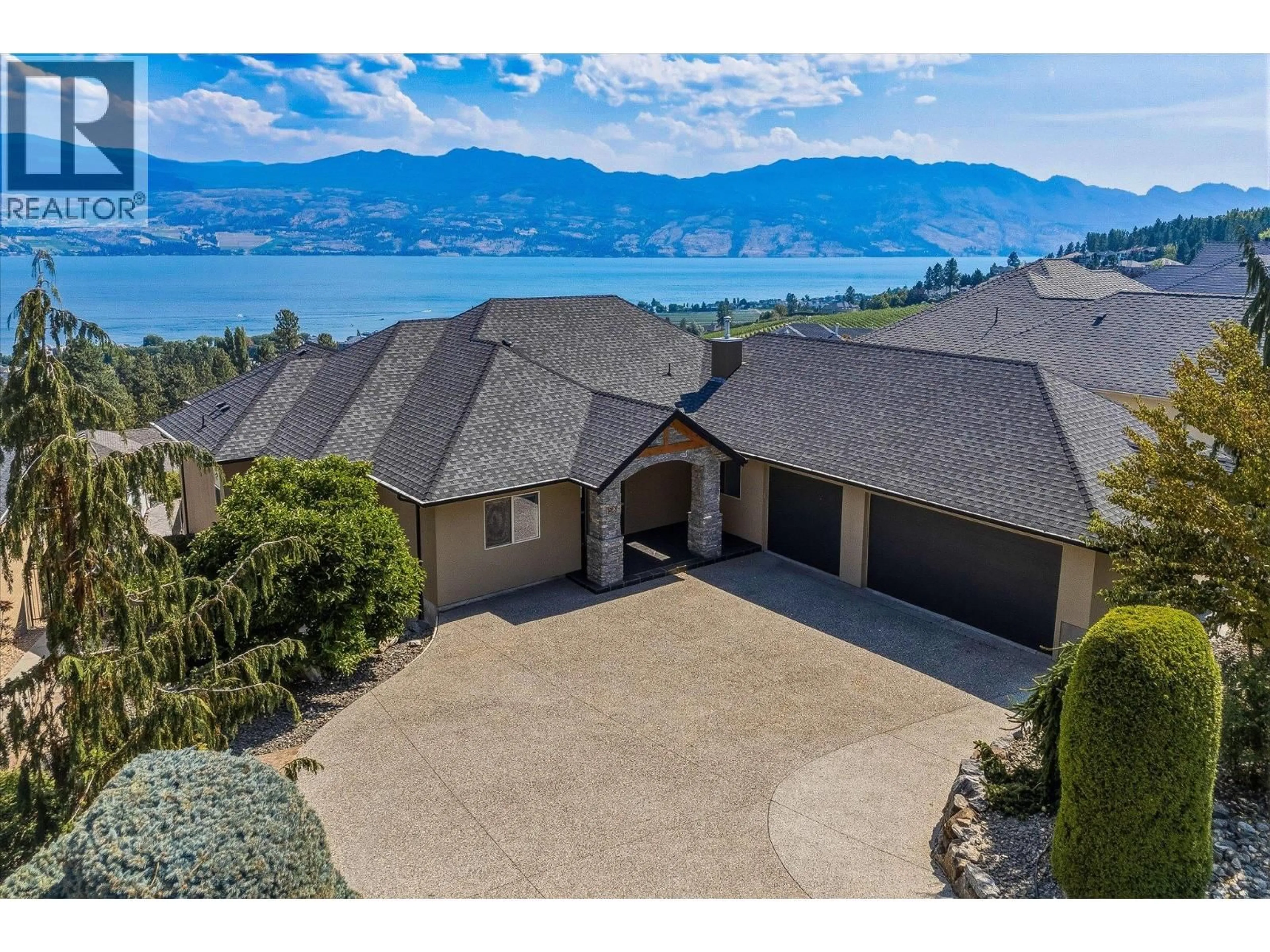 A pic from outside/outdoor area/front of a property/back of a property/a pic from drone, water/lake/river/ocean view for 1581 GREGORY ROAD, West Kelowna British Columbia V4T2V7