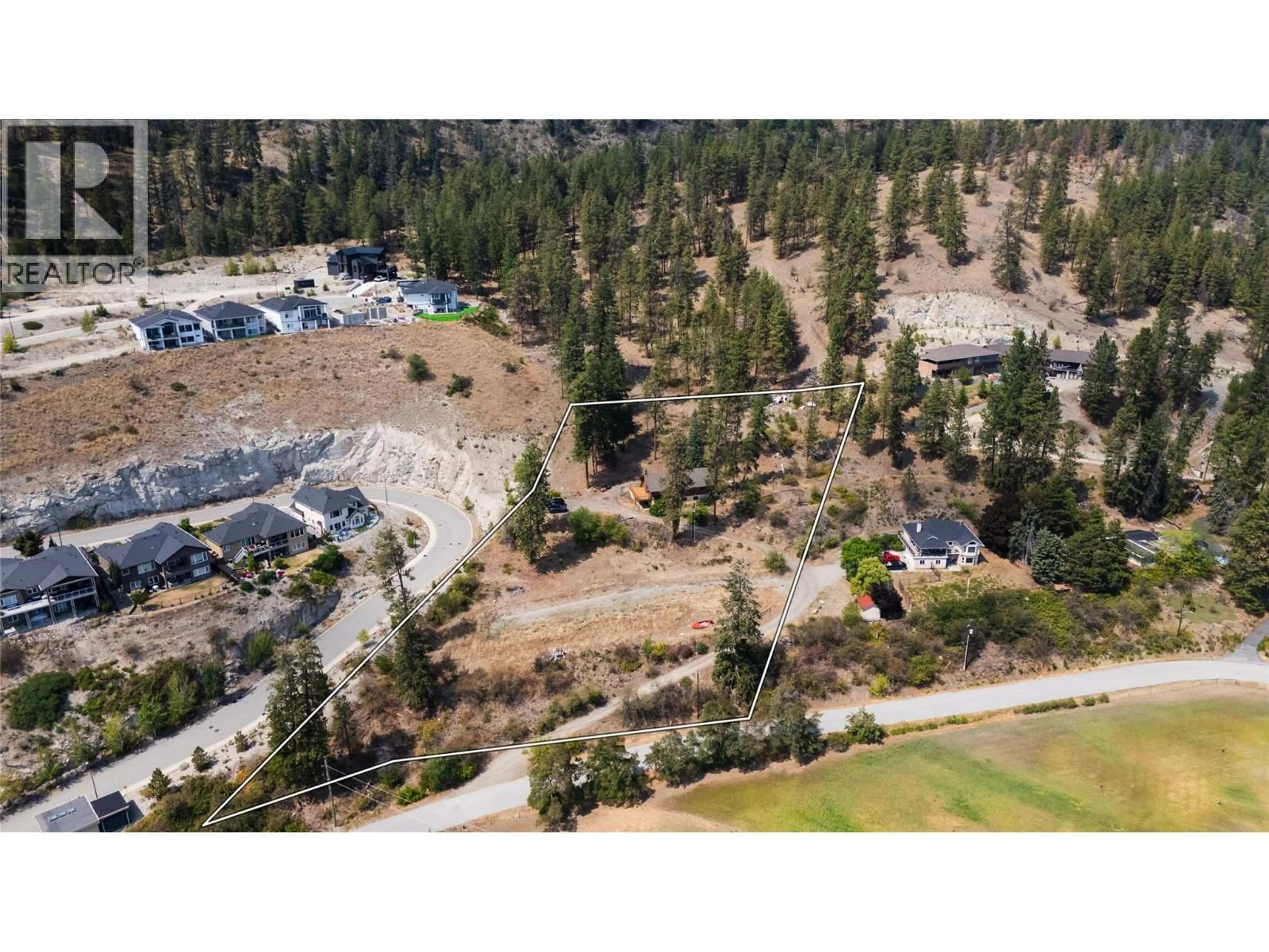 A pic from outside/outdoor area/front of a property/back of a property/a pic from drone, forest/trees view for 5876 VICTORIA STREET, Peachland British Columbia V0H1X4
