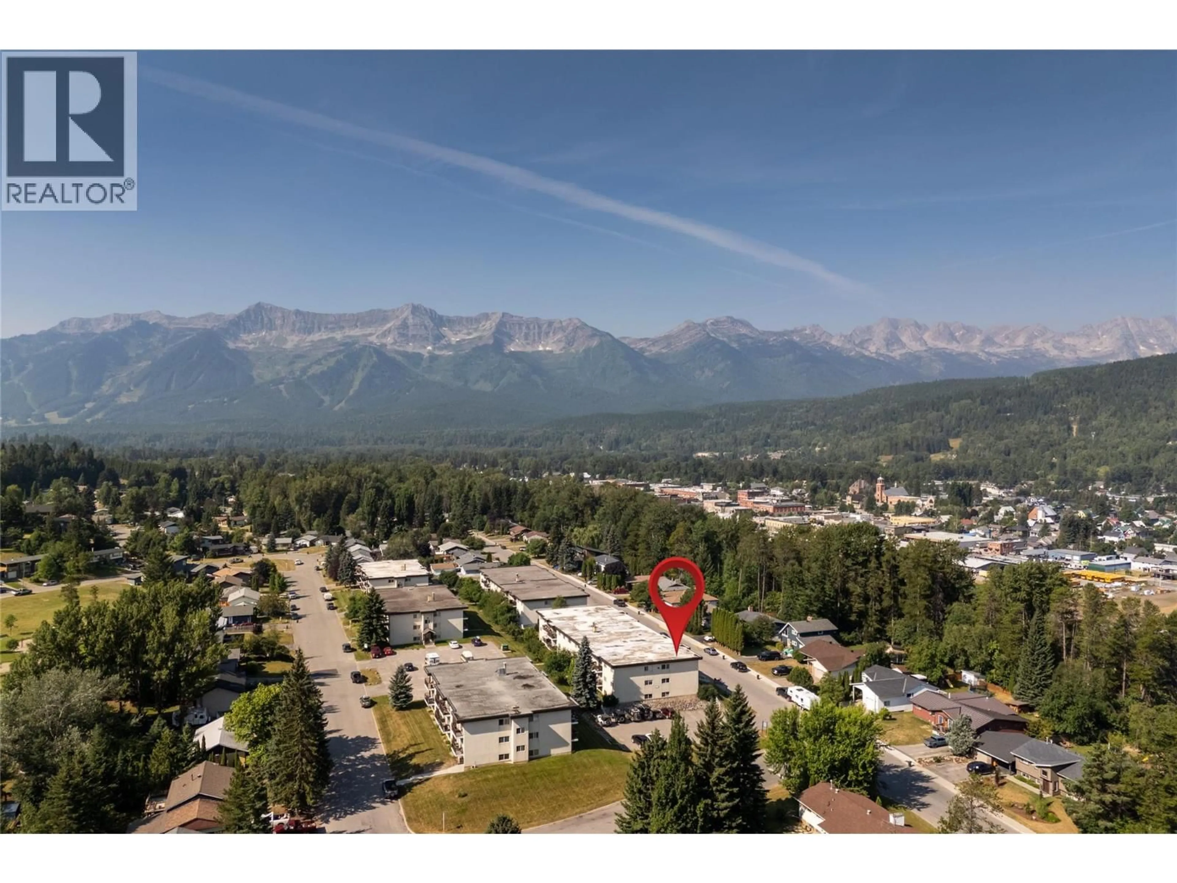 A pic from outside/outdoor area/front of a property/back of a property/a pic from drone, mountain view for 101 - 40 RIDGEMONT AVENUE, Fernie British Columbia V0B1M2