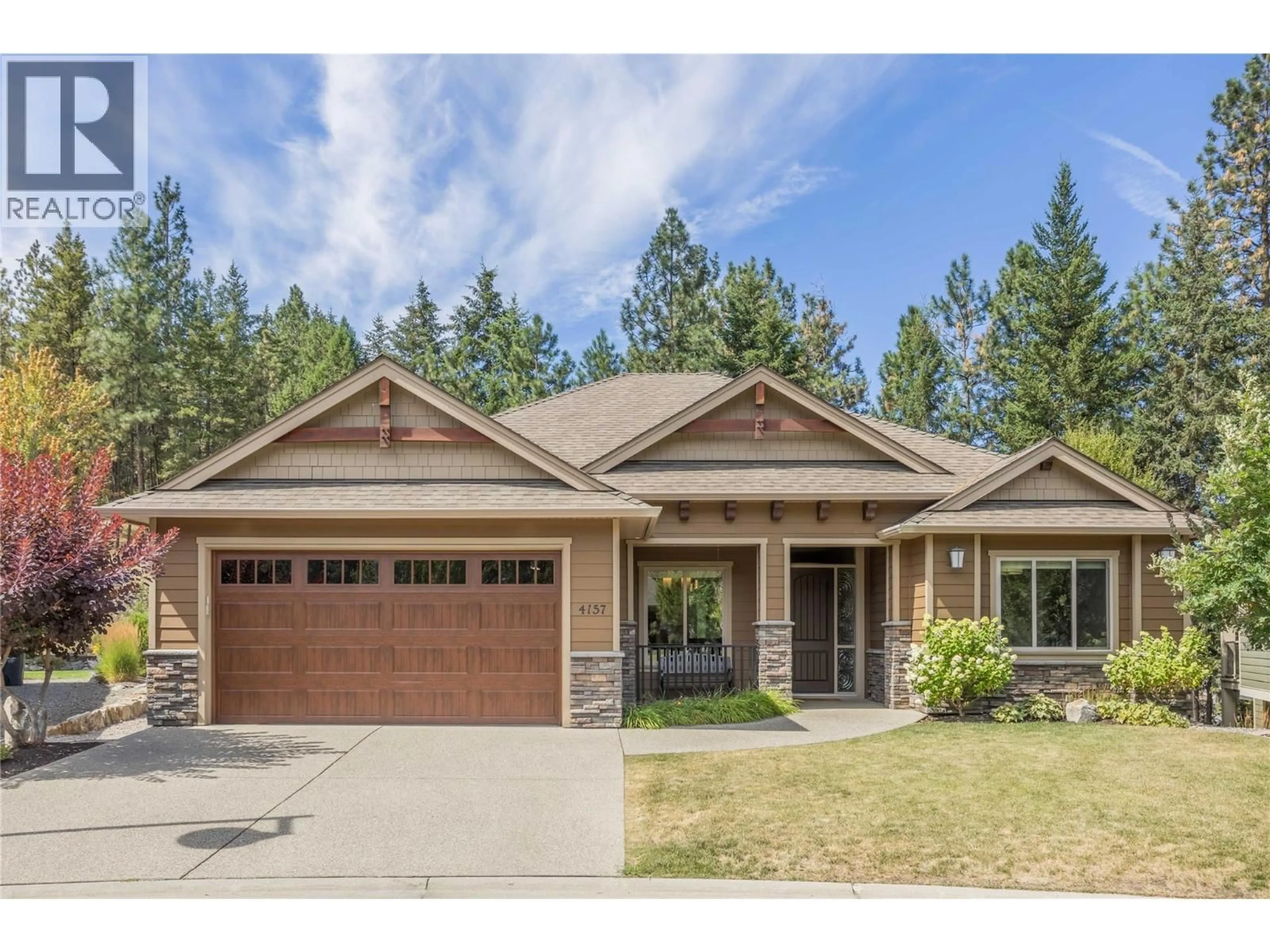 Home with brick exterior material, street for 4157 GALLAGHERS FAIRWAY S OTHER, Kelowna British Columbia V1W5G3