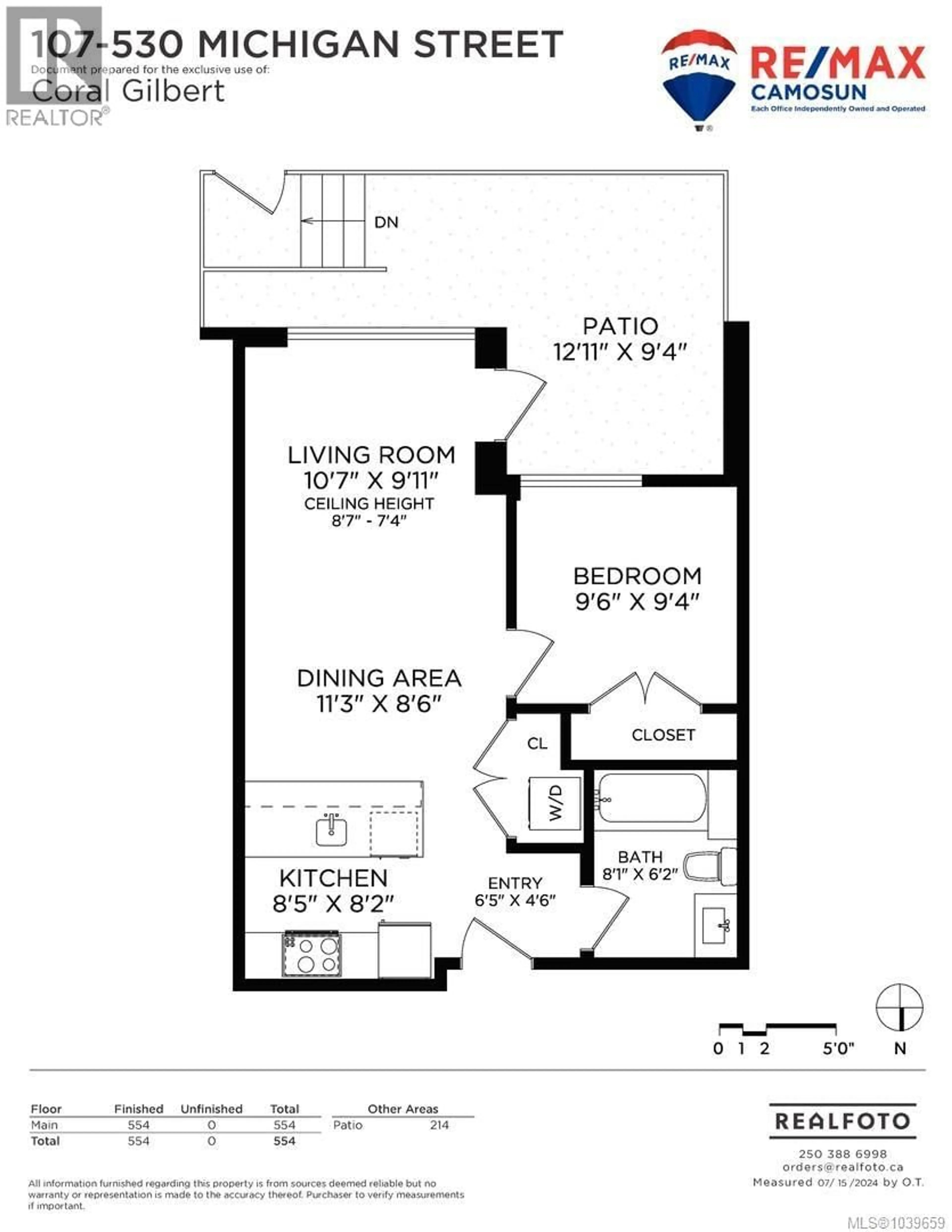 Floor plan for 107 - 530 MICHIGAN STREET, Victoria British Columbia V8V0G2