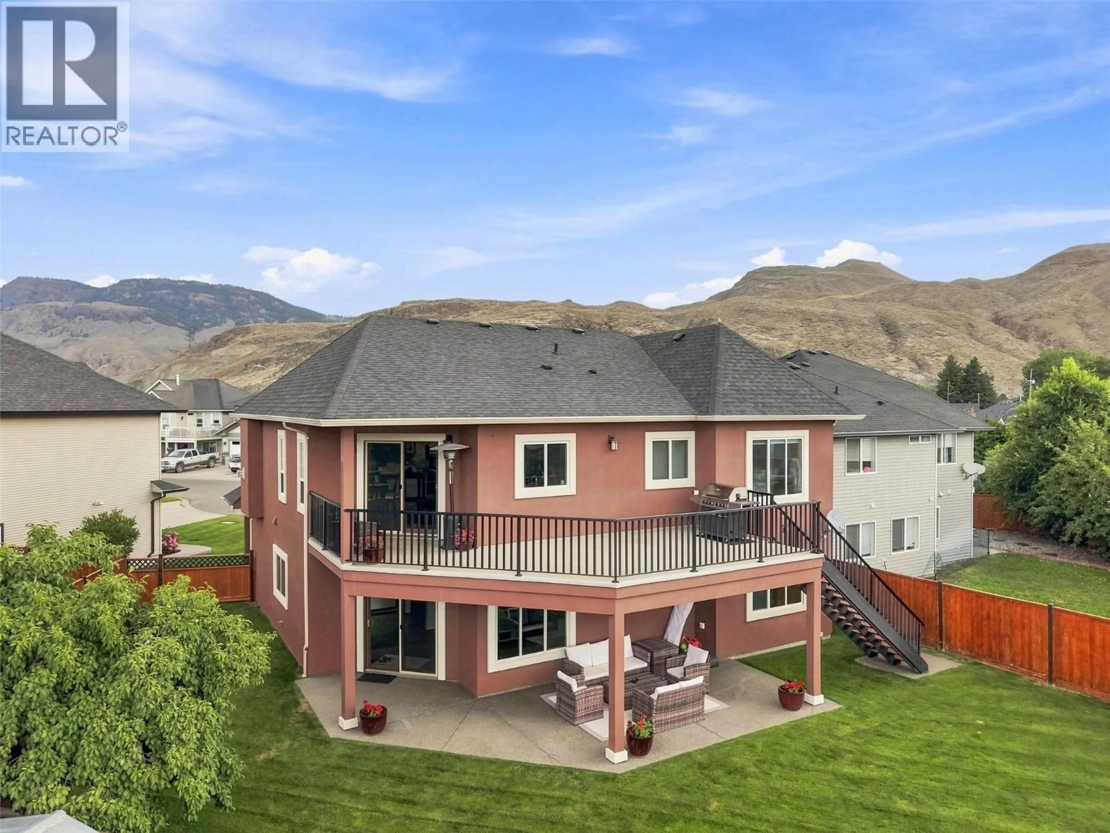 A pic from outside/outdoor area/front of a property/back of a property/a pic from drone, mountain view for 2621 STANKO WAY, Kamloops British Columbia V2B0C1