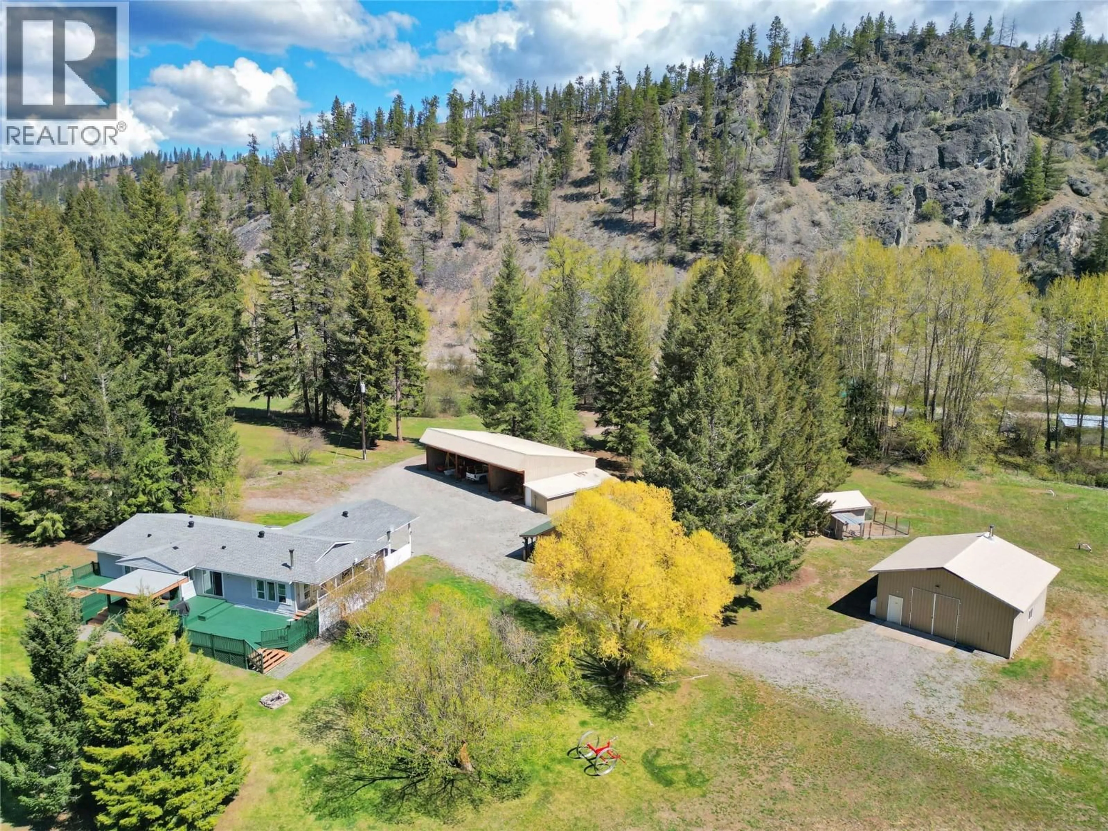A pic from outside/outdoor area/front of a property/back of a property/a pic from drone, mountain view for 1094 HIGHWAY 5A OTHER, Princeton British Columbia V0X1W0