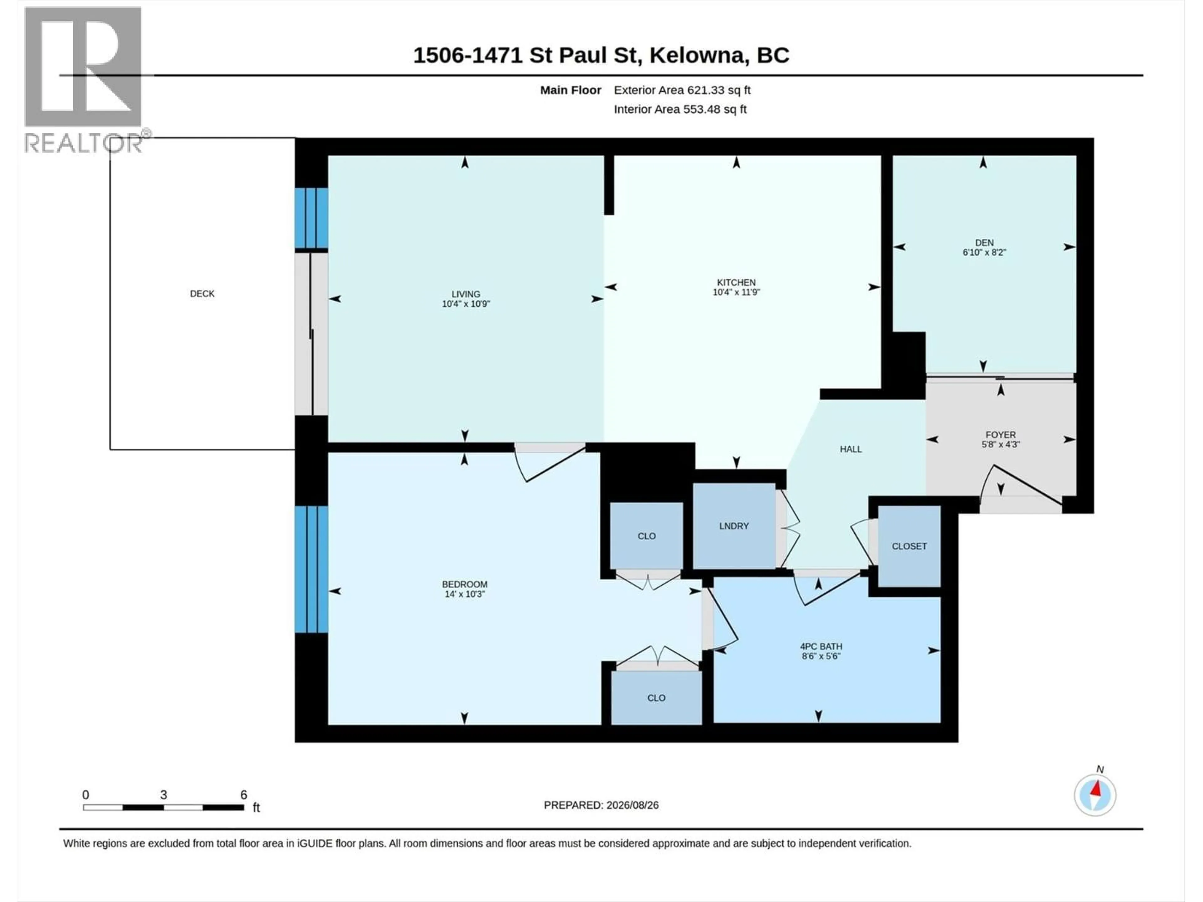 Floor plan for 1506 - 1471 ST. PAUL STREET, Kelowna British Columbia V1Y0K7