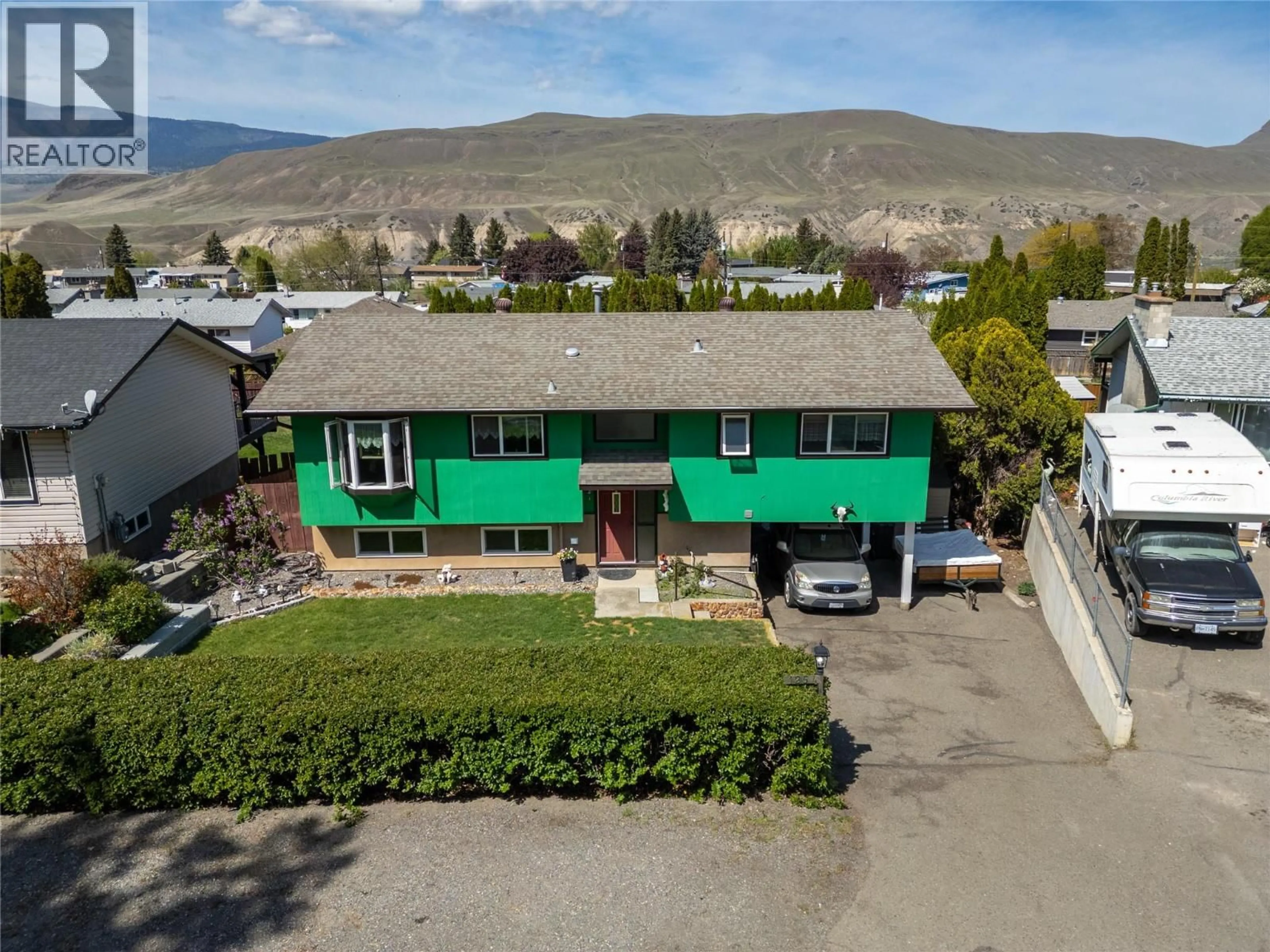 A pic from outside/outdoor area/front of a property/back of a property/a pic from drone, mountain view for 1254 HEUSTIS DRIVE, Ashcroft British Columbia V0K1A0