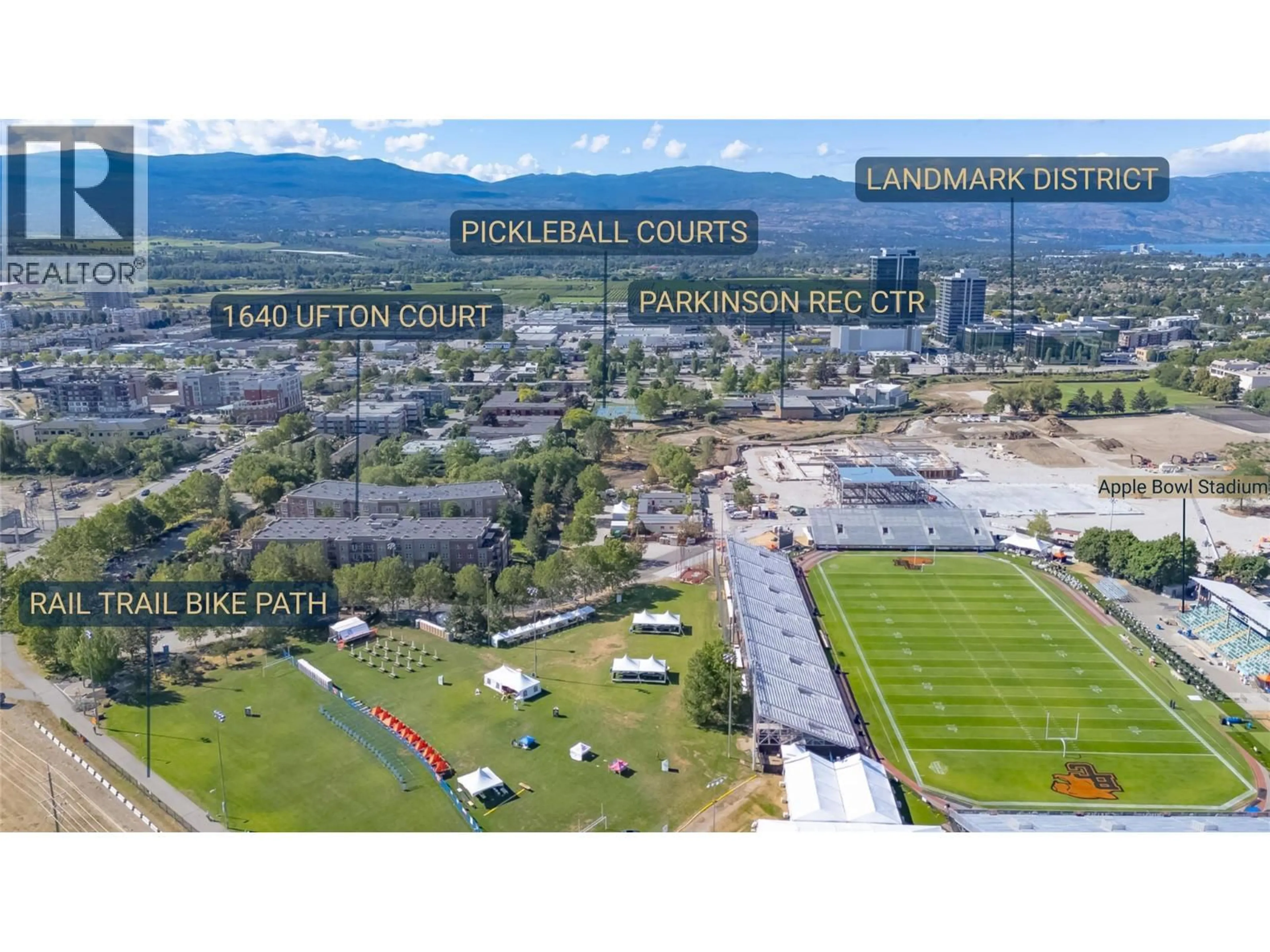 A pic from outside/outdoor area/front of a property/back of a property/a pic from drone, mountain view for 311 - 1640 UFTON COURT, Kelowna British Columbia V1Y8L5