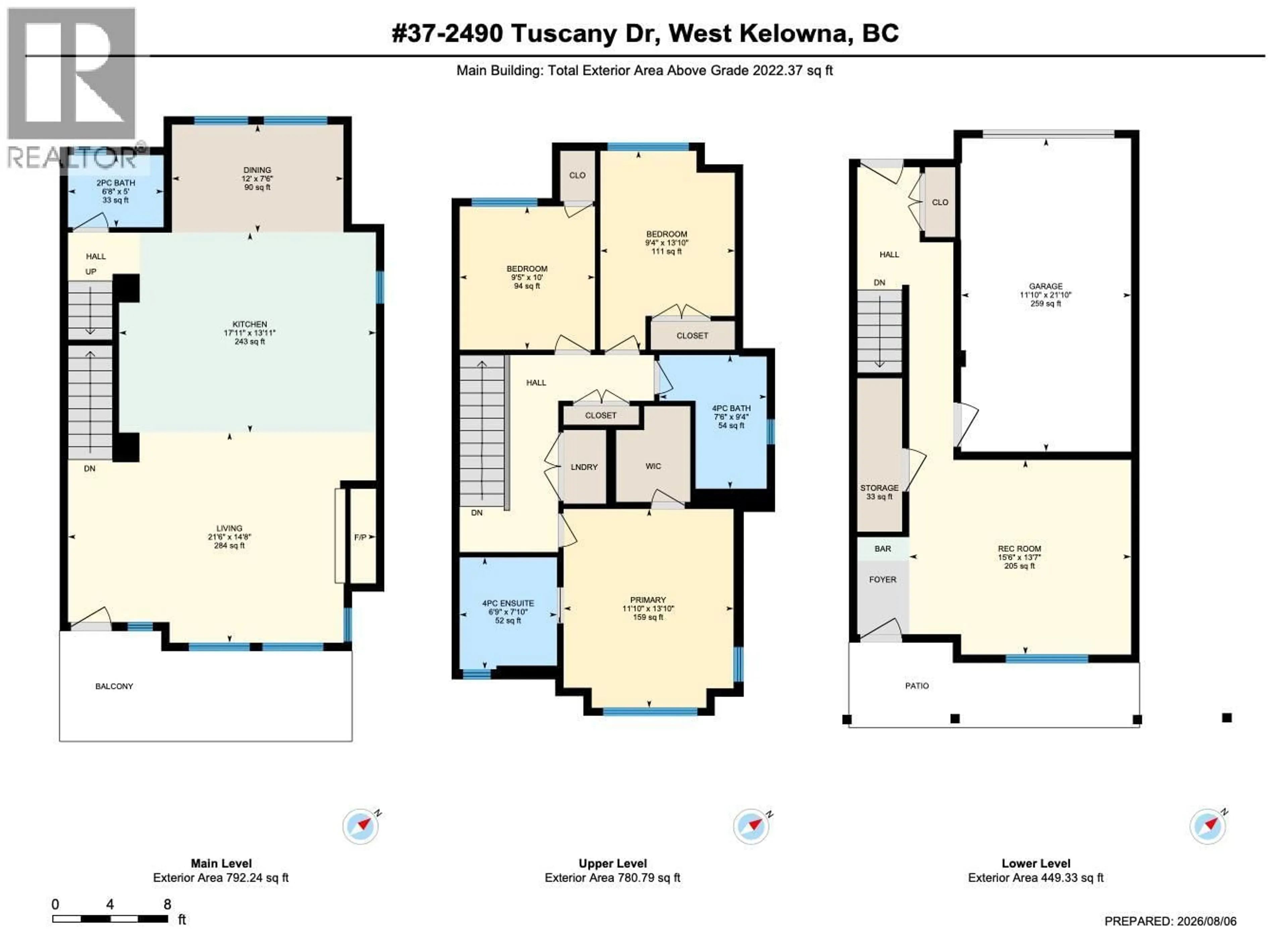 Floor plan for 37 - 2490 TUSCANY DRIVE, West Kelowna British Columbia V4T3M4