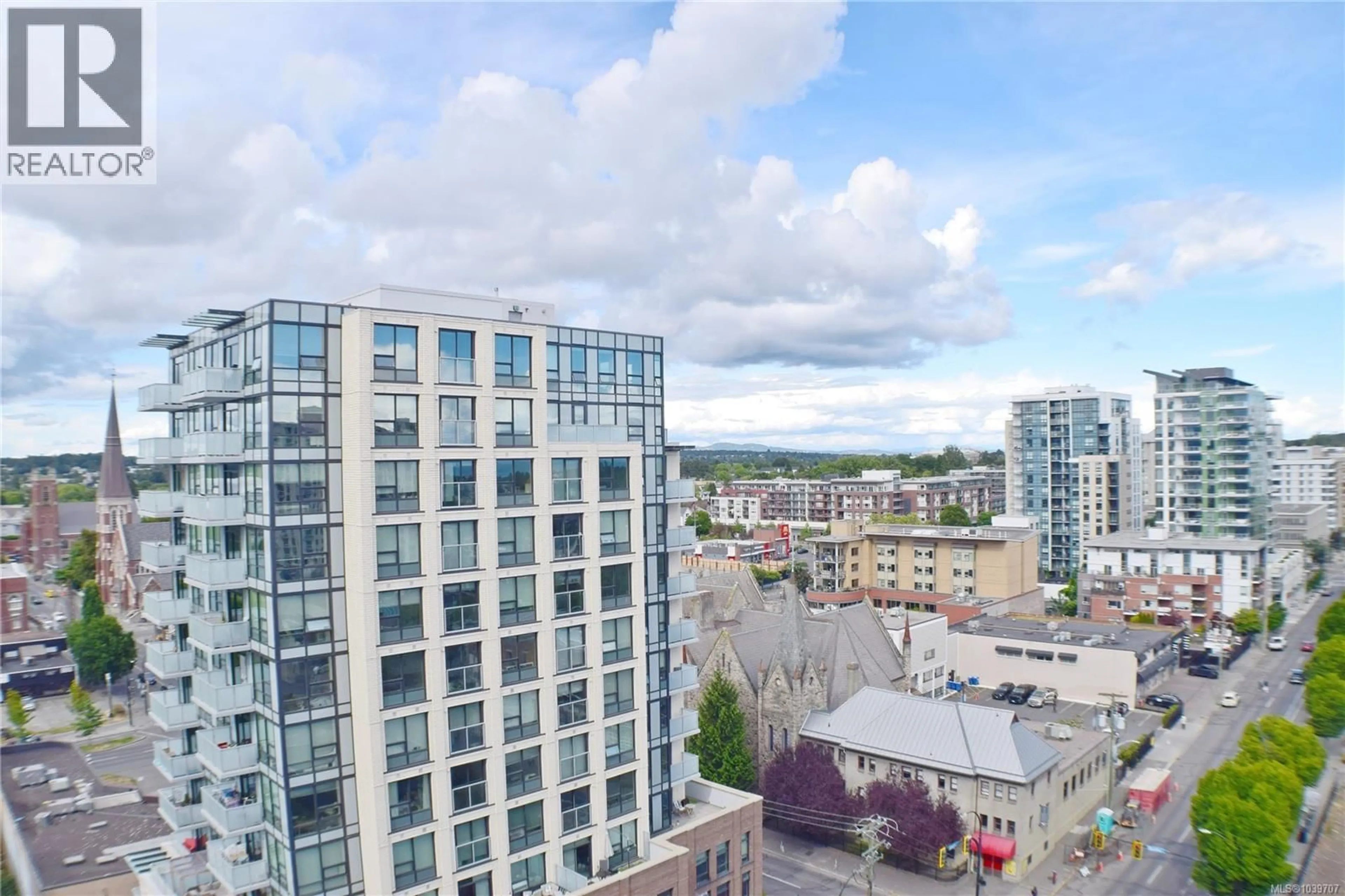 A pic from outside/outdoor area/front of a property/back of a property/a pic from drone, city buildings view from balcony for 1401 - 845 JOHNSON STREET, Victoria British Columbia V8W0G3