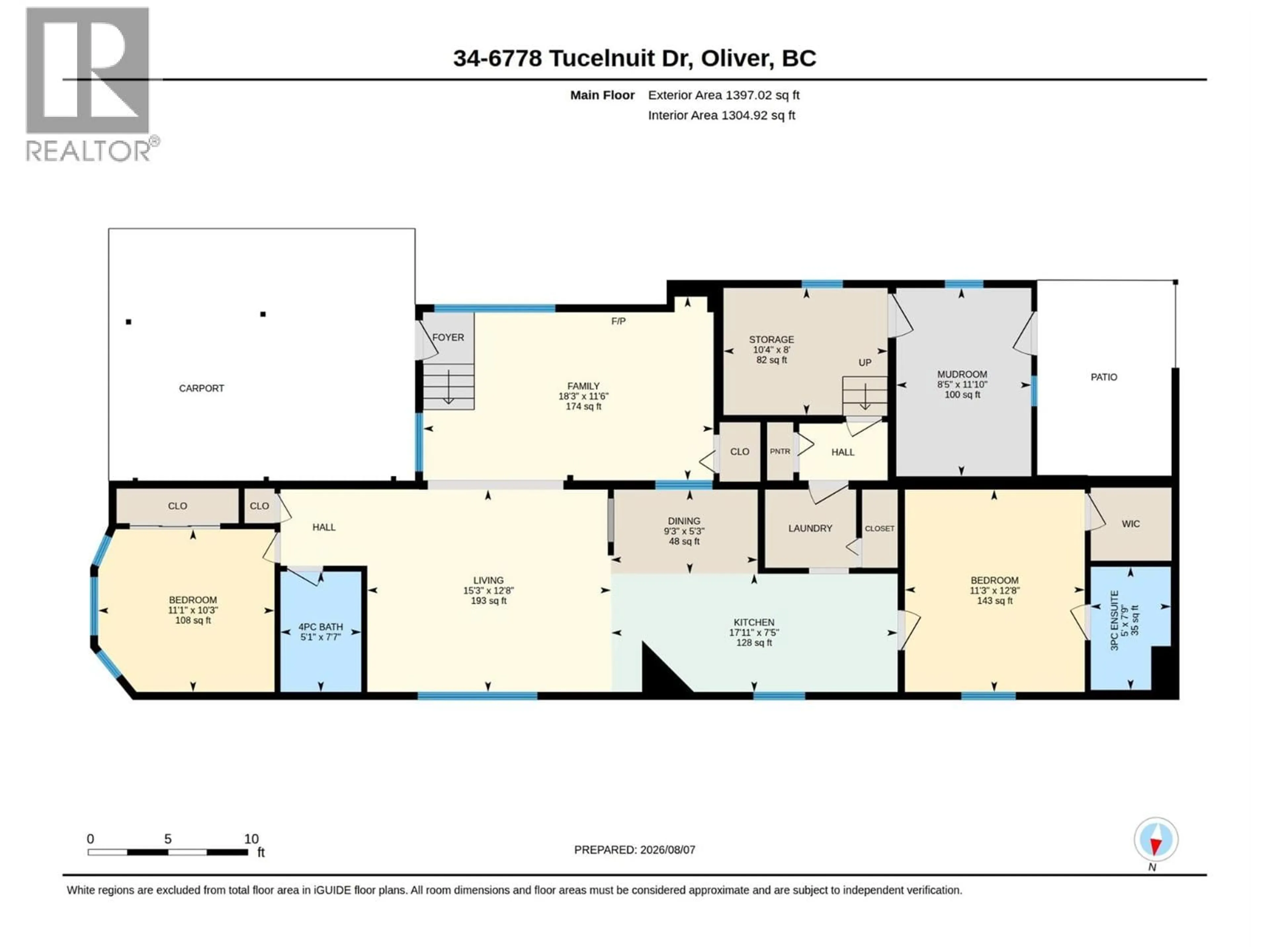 Floor plan for 34 - 6778 TUCELNUIT DRIVE, Oliver British Columbia V0H1T3