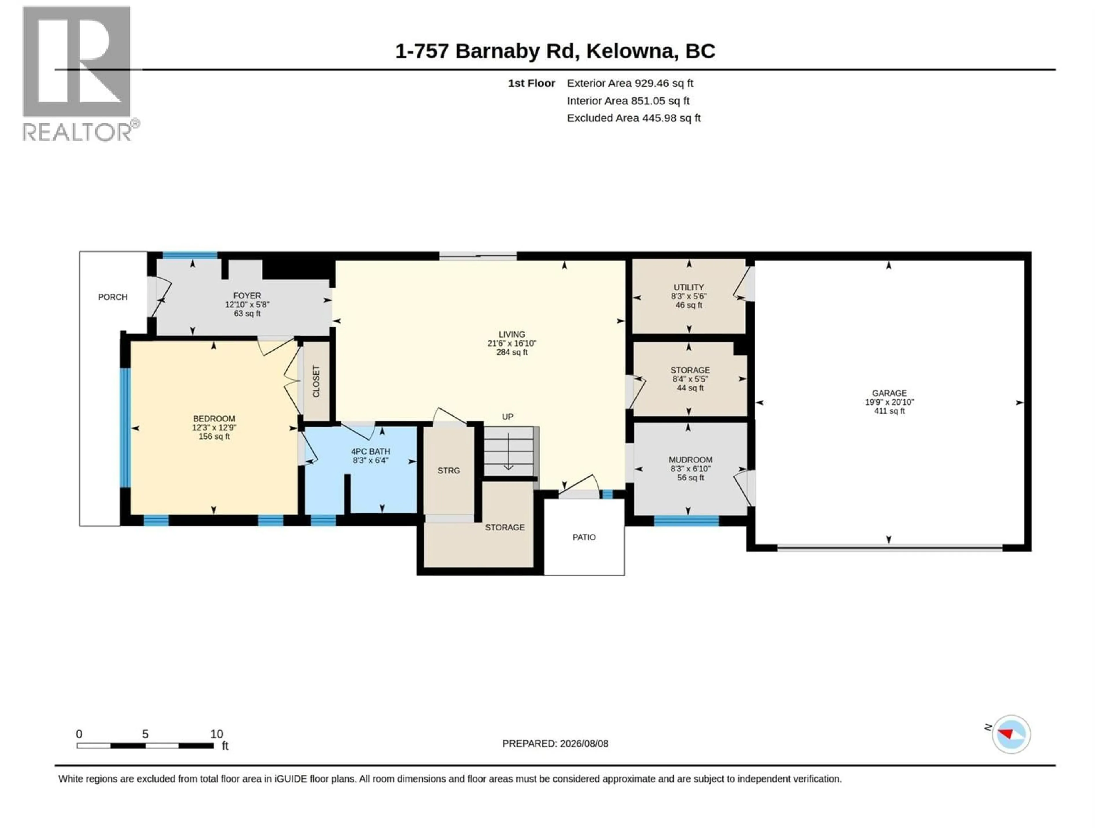 Floor plan for 1 - 757 BARNABY ROAD, Kelowna British Columbia V1W4N9