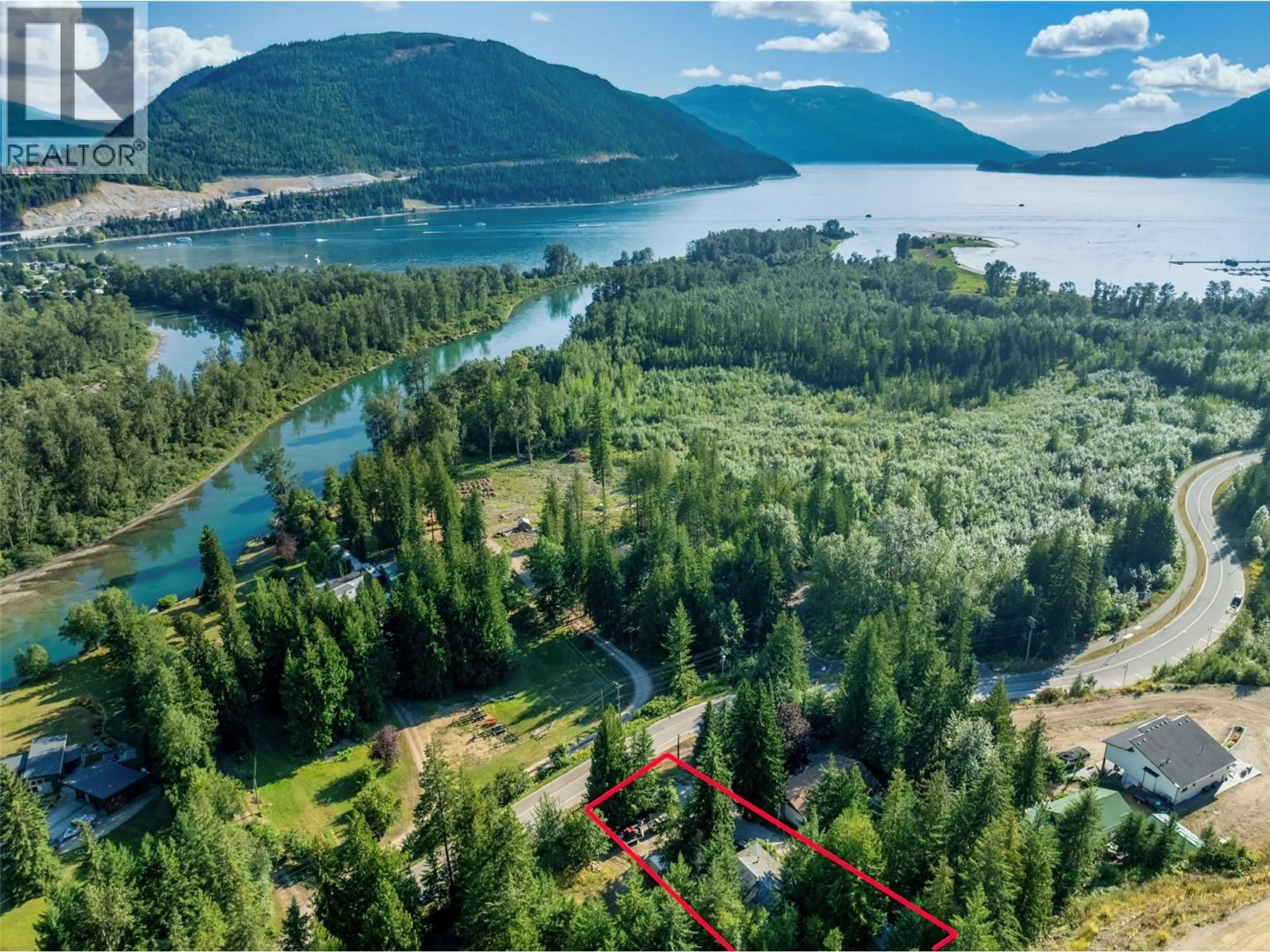 A pic from outside/outdoor area/front of a property/back of a property/a pic from drone, water/lake/river/ocean view for 8 OLD TOWN ROAD, Sicamous British Columbia V0E2V4