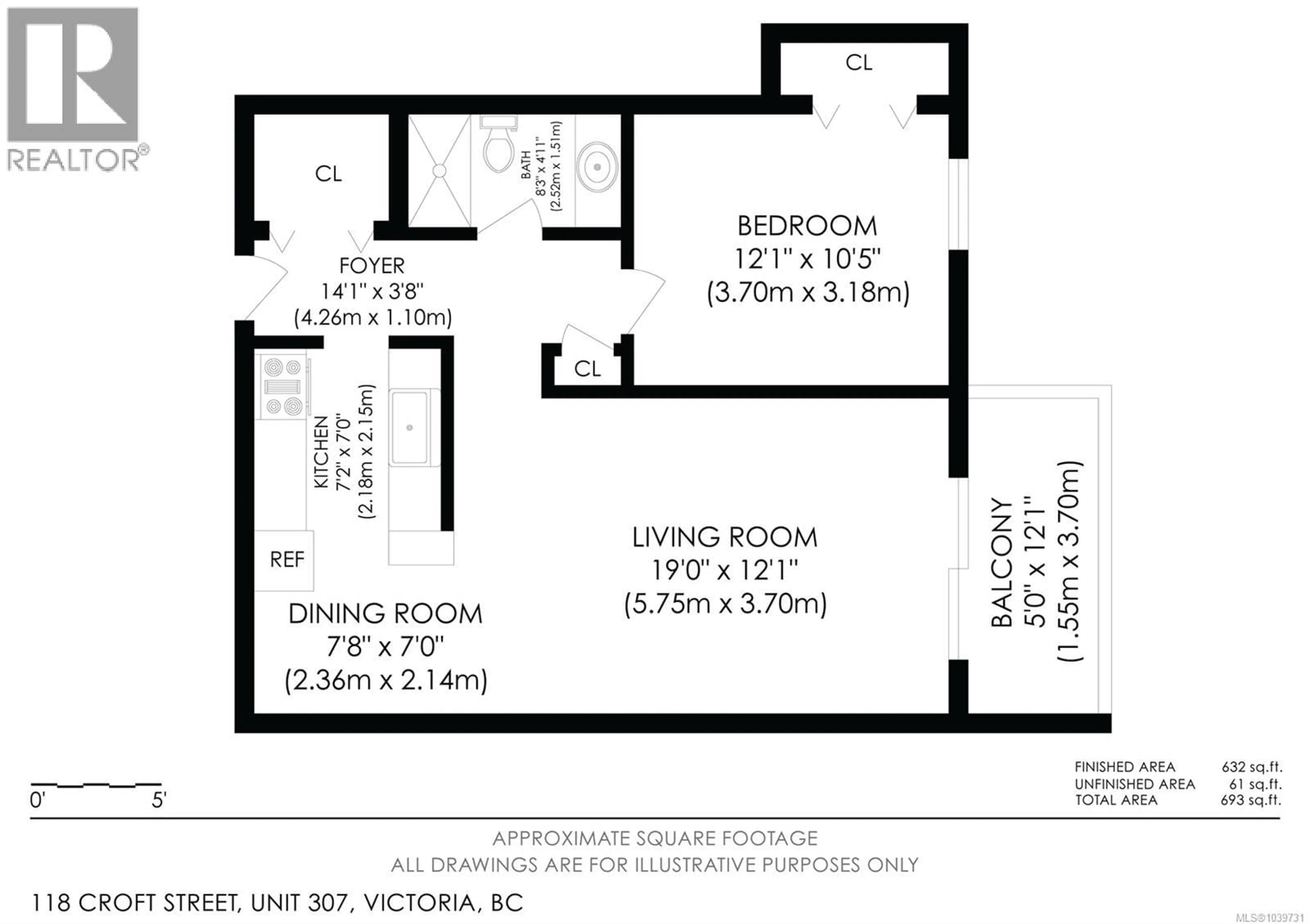 Floor plan for 307 - 118 CROFT STREET, Victoria British Columbia V8V2E6