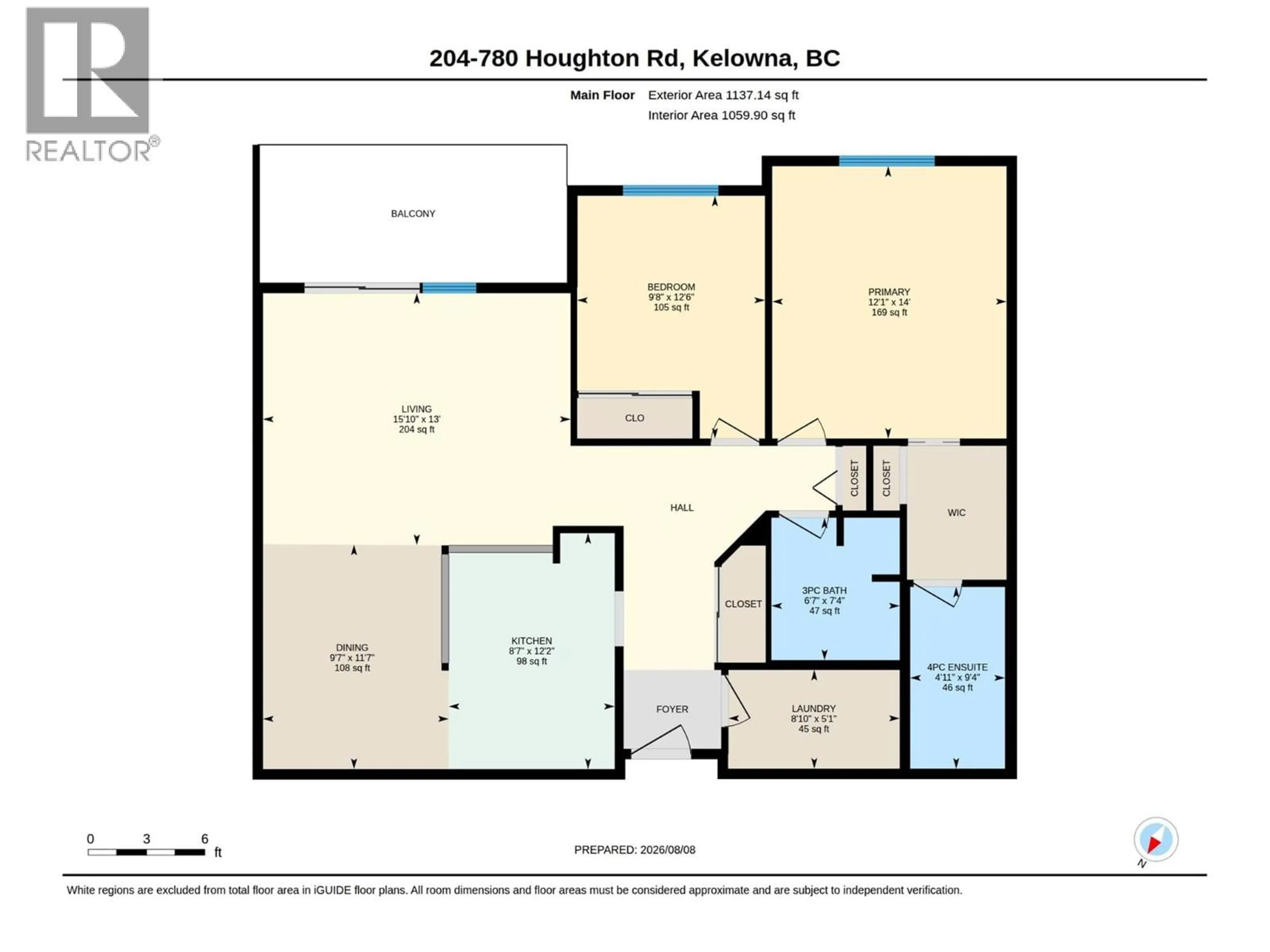 Floor plan for 204 - 780 HOUGHTON ROAD, Kelowna British Columbia V1X5G7