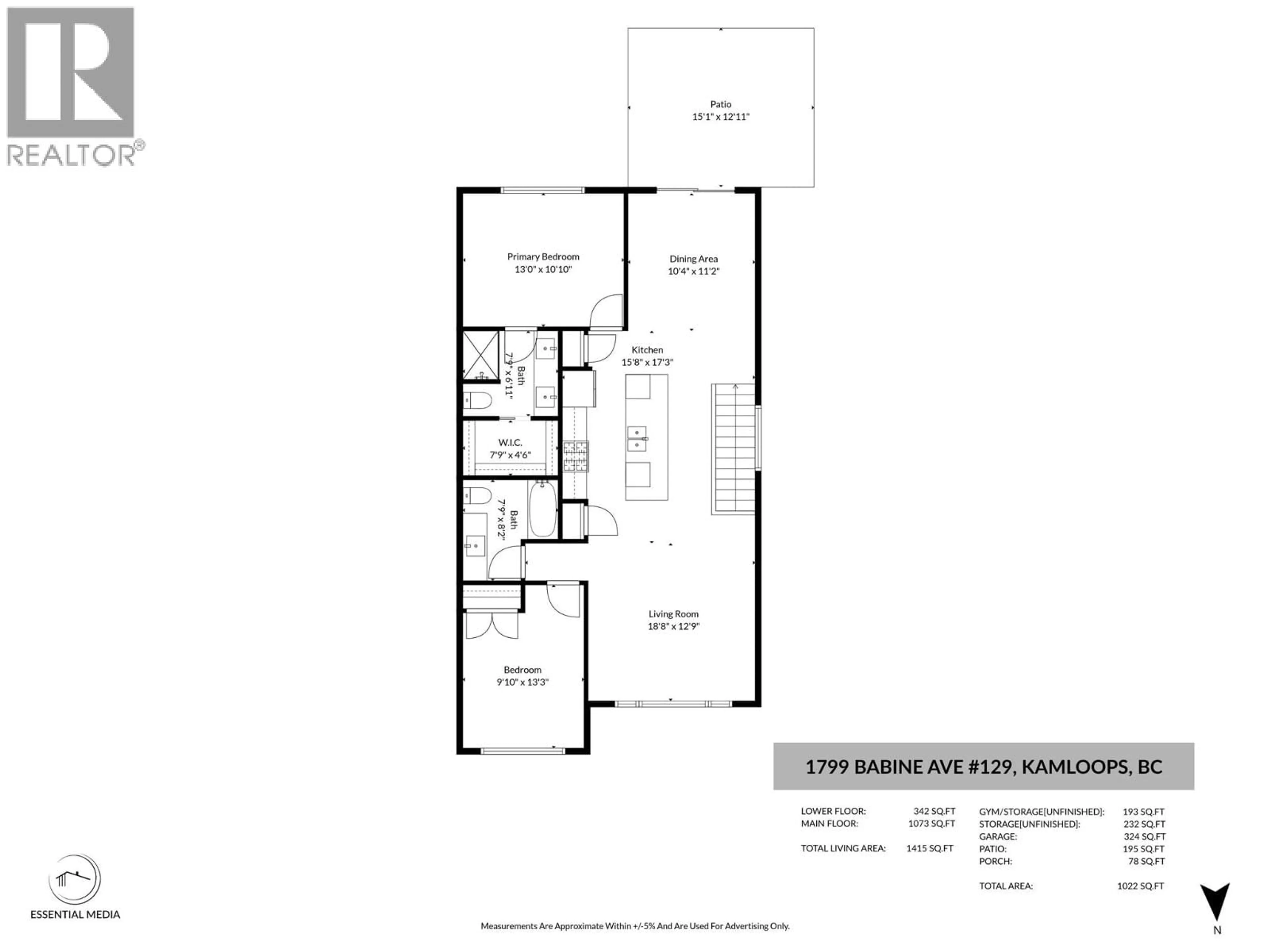 Floor plan for 129 - 1799 BABINE AVENUE, Kamloops British Columbia V2E0E3