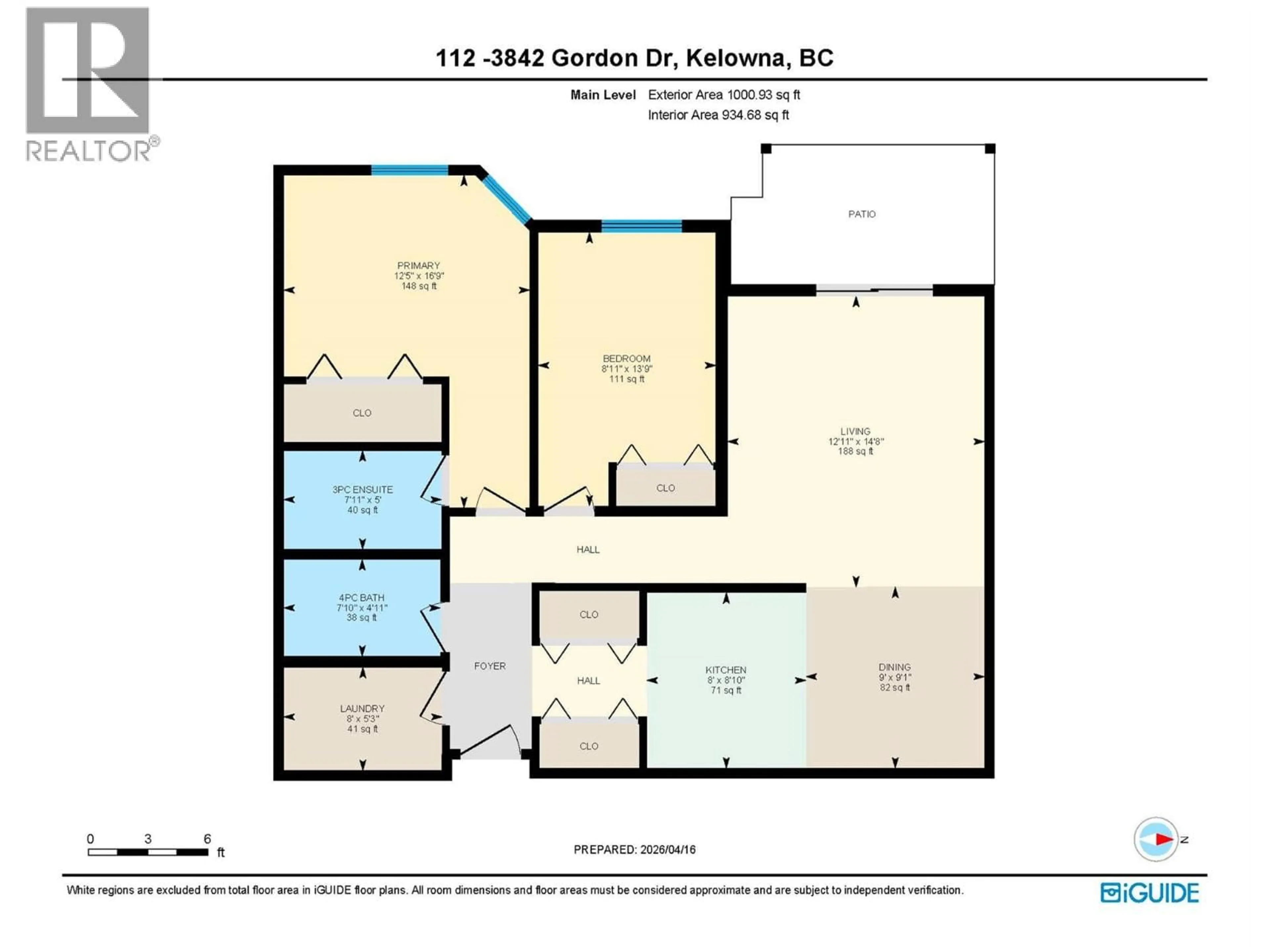 Floor plan for 112 - 3842 GORDON DRIVE, Kelowna British Columbia V1W3G4