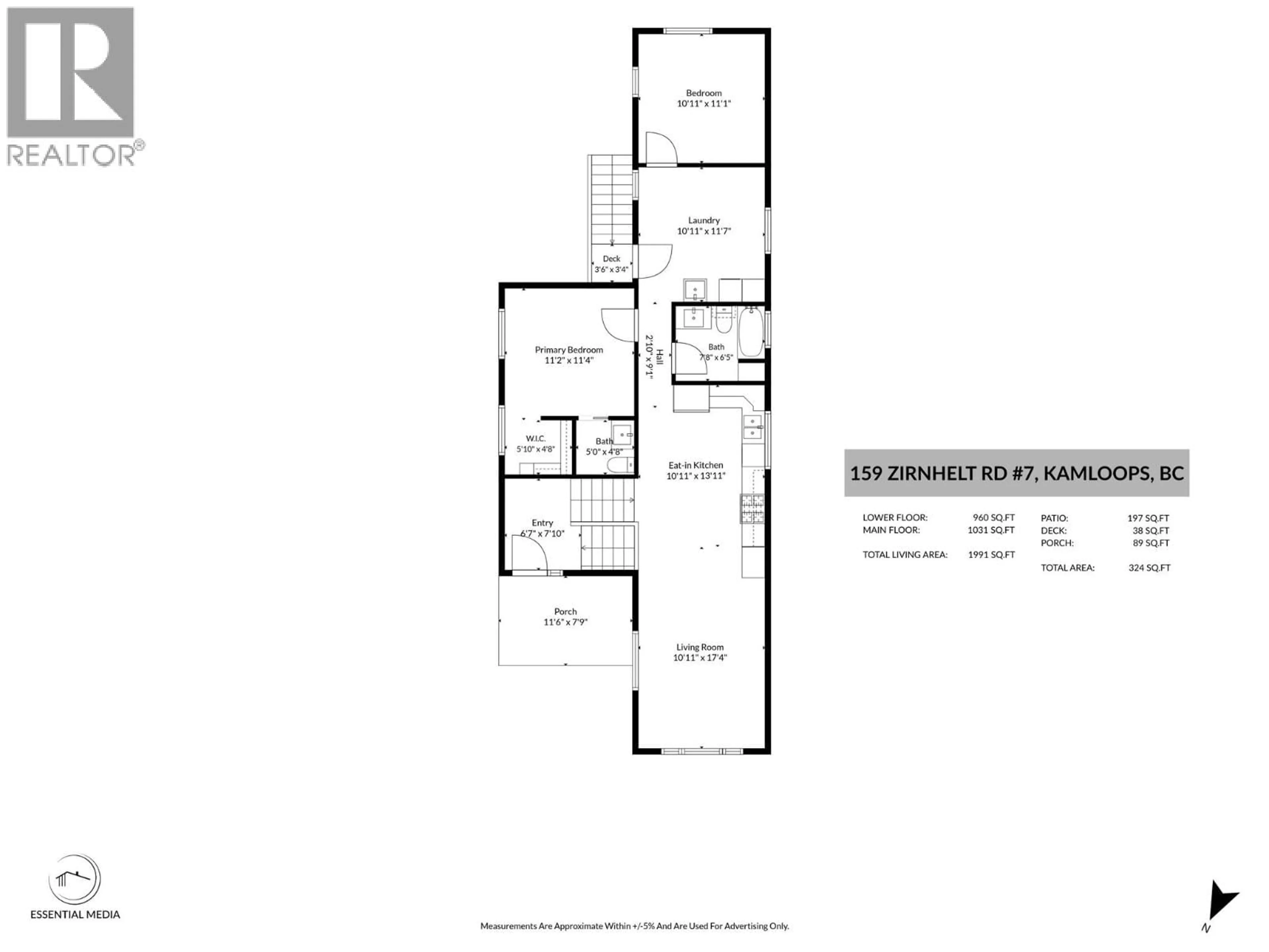 Floor plan for 7 - 159 ZIRNHELT ROAD, Kamloops British Columbia V2H3B0