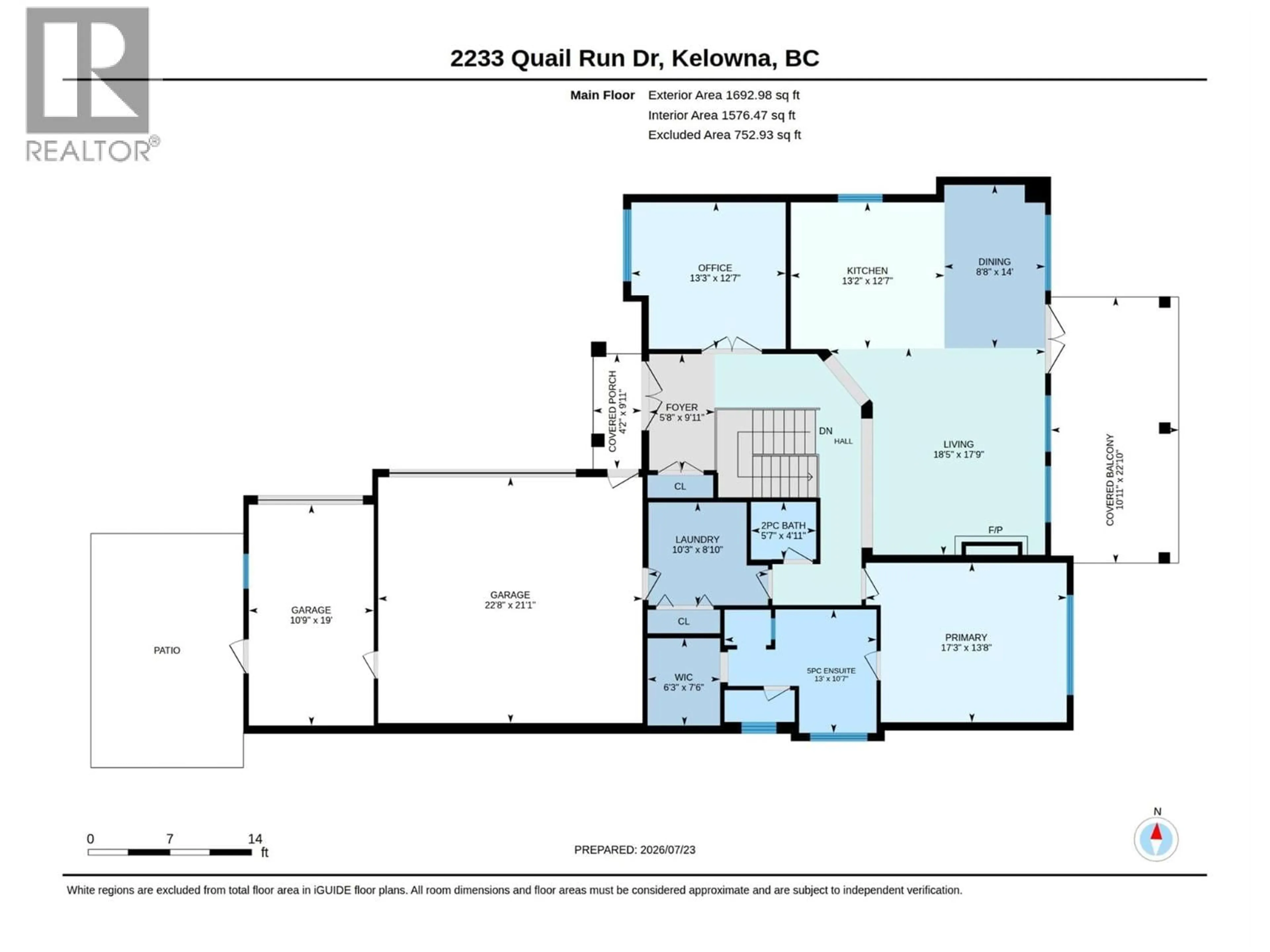 Floor plan for 2233 QUAIL RUN DRIVE, Kelowna British Columbia V1V2N5