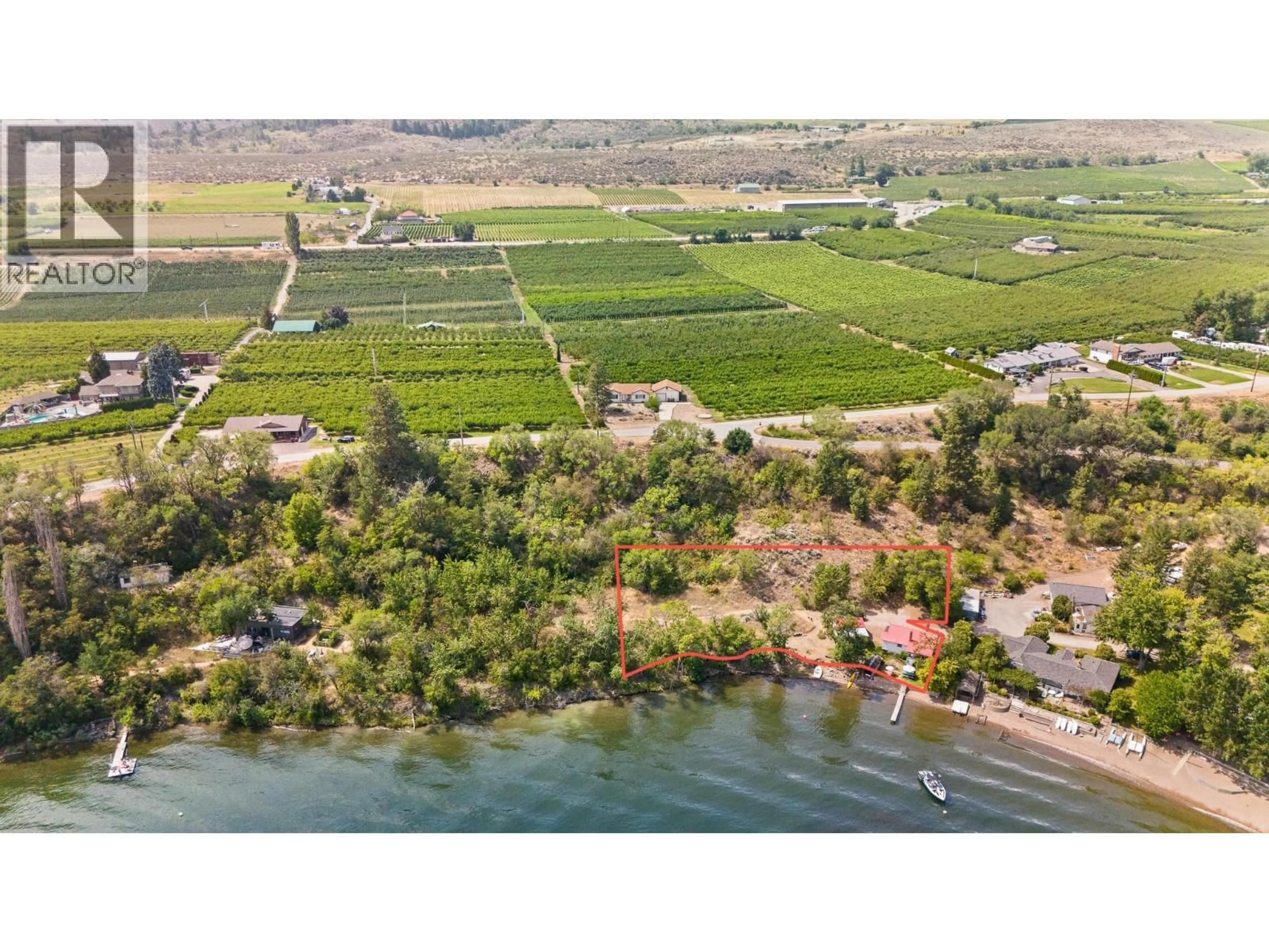A pic from outside/outdoor area/front of a property/back of a property/a pic from drone, water/lake/river/ocean view for 16203 INKANEEP ROAD, Osoyoos British Columbia V0H1V2