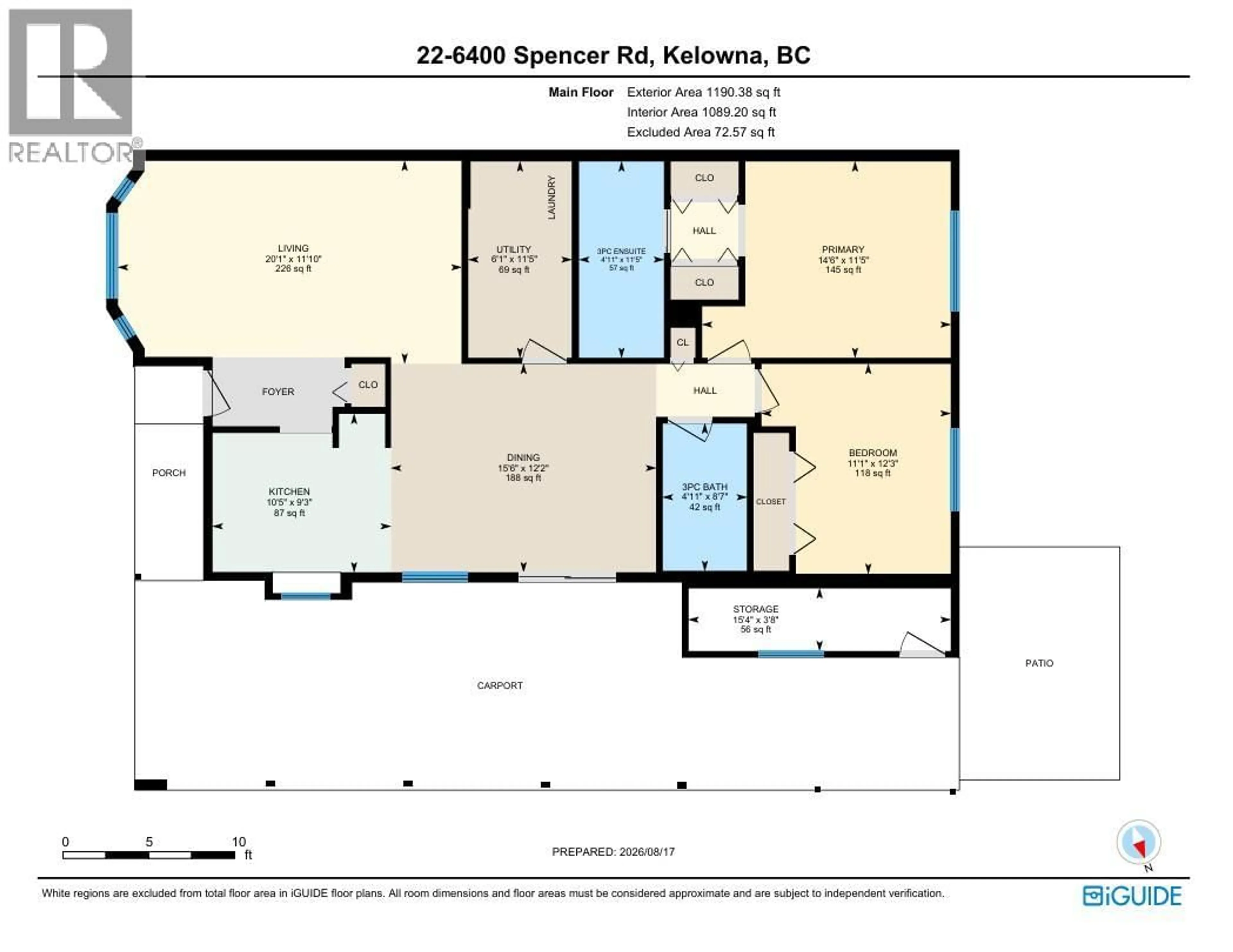 Floor plan for 22 - 6400 SPENCER ROAD, Kelowna British Columbia V1X7T6