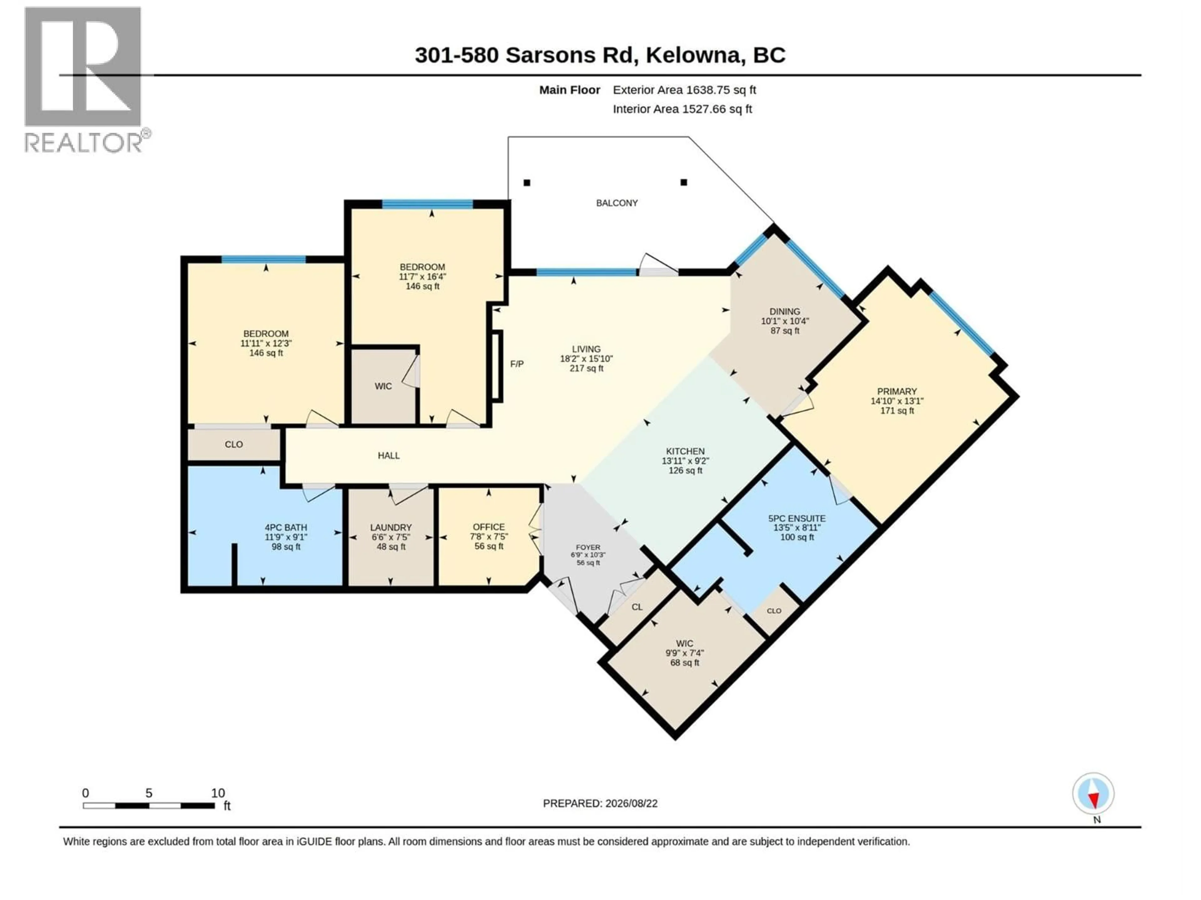 Floor plan for 301 - 580 SARSONS ROAD, Kelowna British Columbia V1W5H5