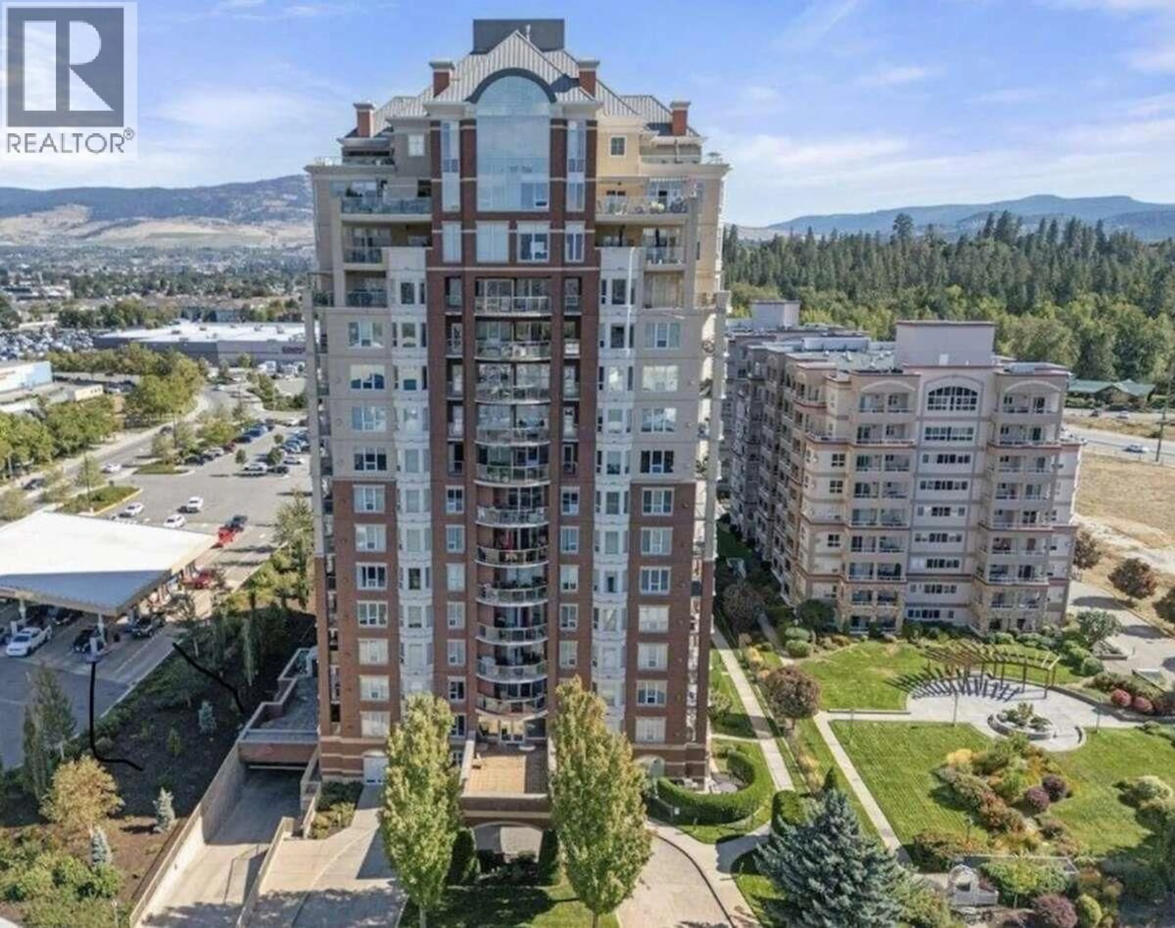 A pic from outside/outdoor area/front of a property/back of a property/a pic from drone, city buildings view from balcony for 801 - 1947 UNDERHILL STREET, Kelowna British Columbia V1X7Z5