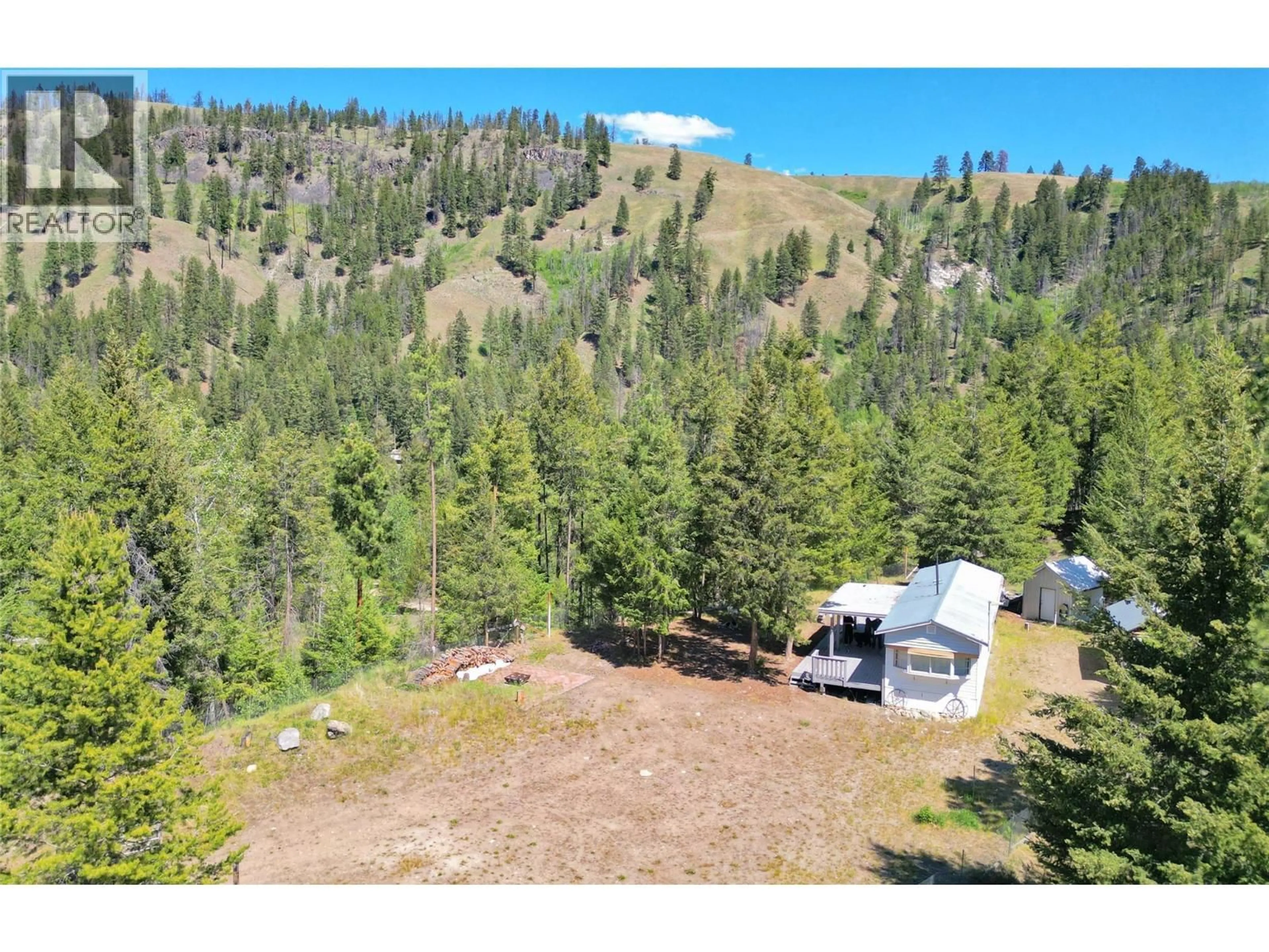 A pic from outside/outdoor area/front of a property/back of a property/a pic from drone, forest/trees view for 1398 SUMMERS CREEK ROAD, Princeton British Columbia V0X1W0