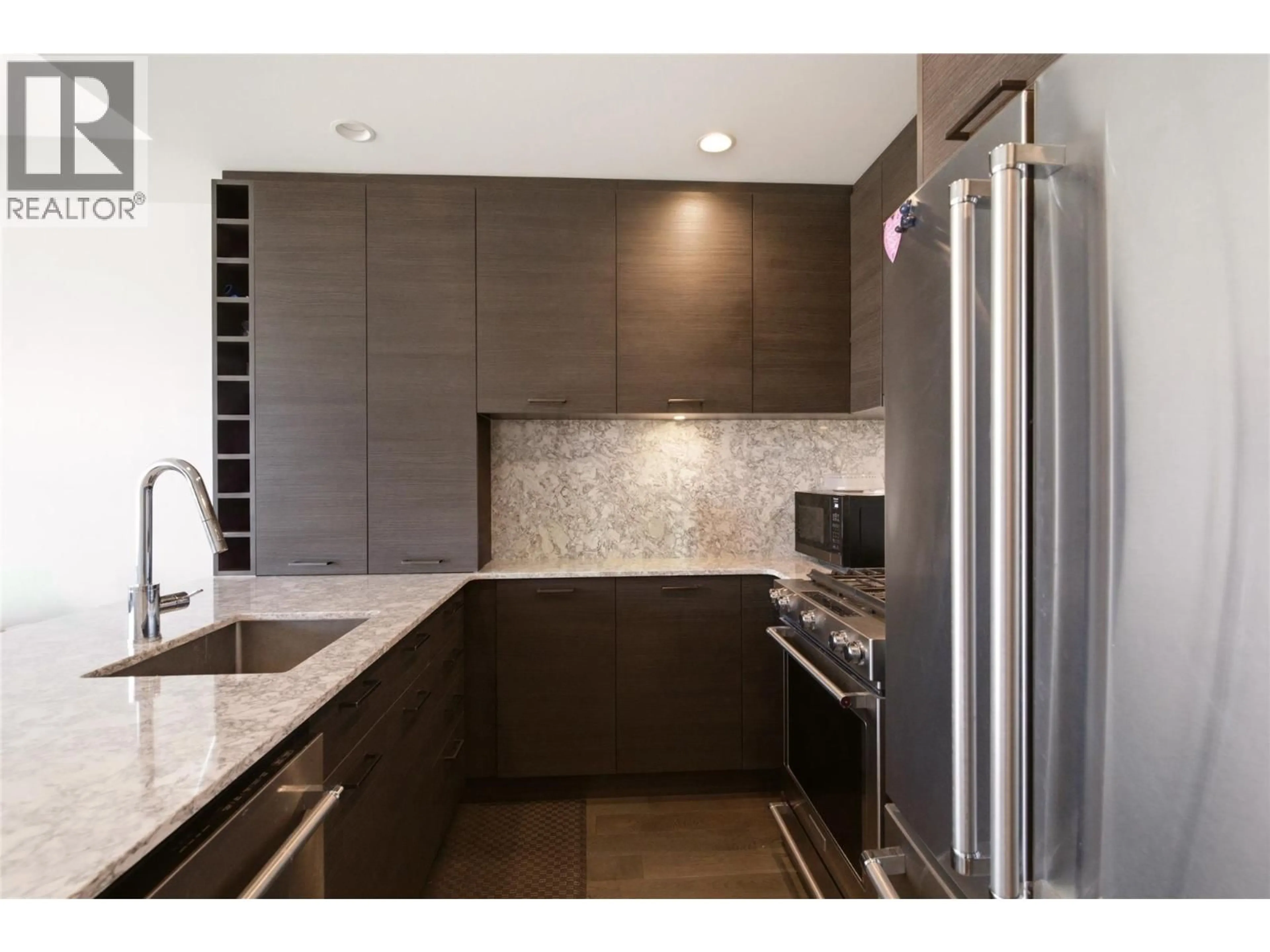 Contemporary kitchen, ceramic/tile floor for 2307 - 1191 SUNSET DRIVE, Kelowna British Columbia V1Y0J4
