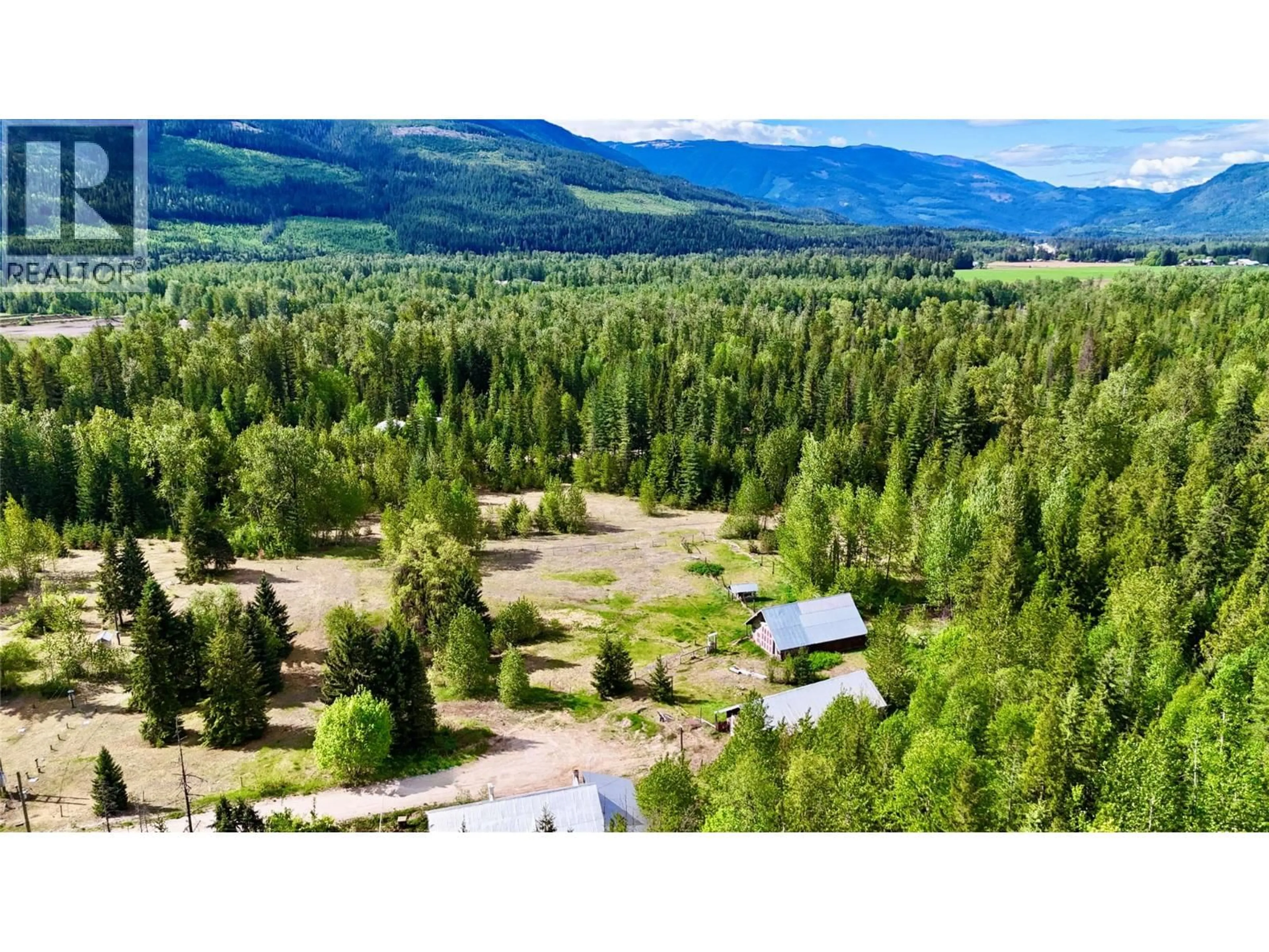 A pic from outside/outdoor area/front of a property/back of a property/a pic from drone, forest/trees view for 4751 LYBARGER ROAD, Malakwa British Columbia V0E2J0