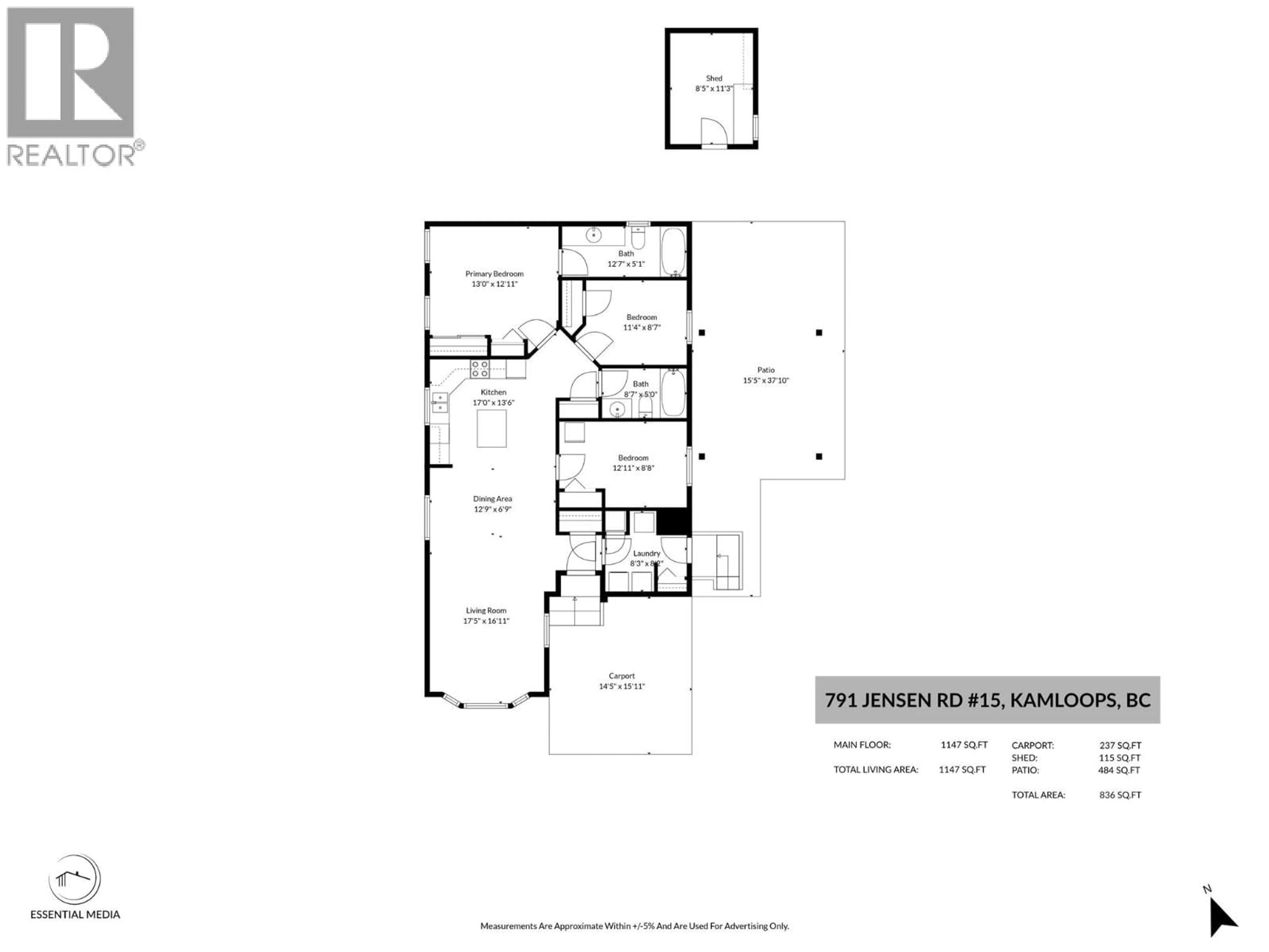 Floor plan for 15 - 791 JENSEN ROAD, Kamloops British Columbia V2B6P6