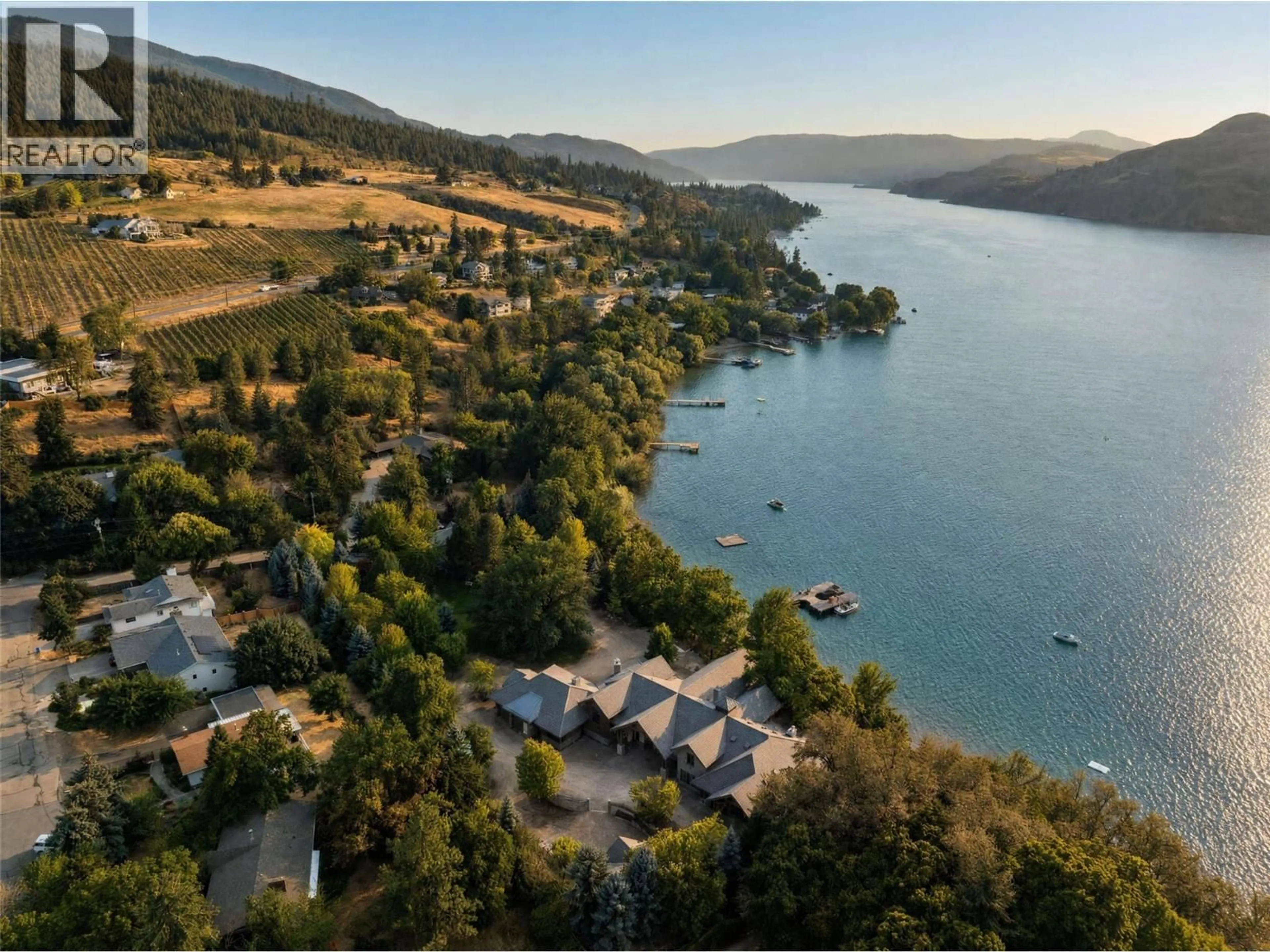 A pic from outside/outdoor area/front of a property/back of a property/a pic from drone, water/lake/river/ocean view for 12407 COLDSTREAM CREEK ROAD, Coldstream British Columbia V1B1G2