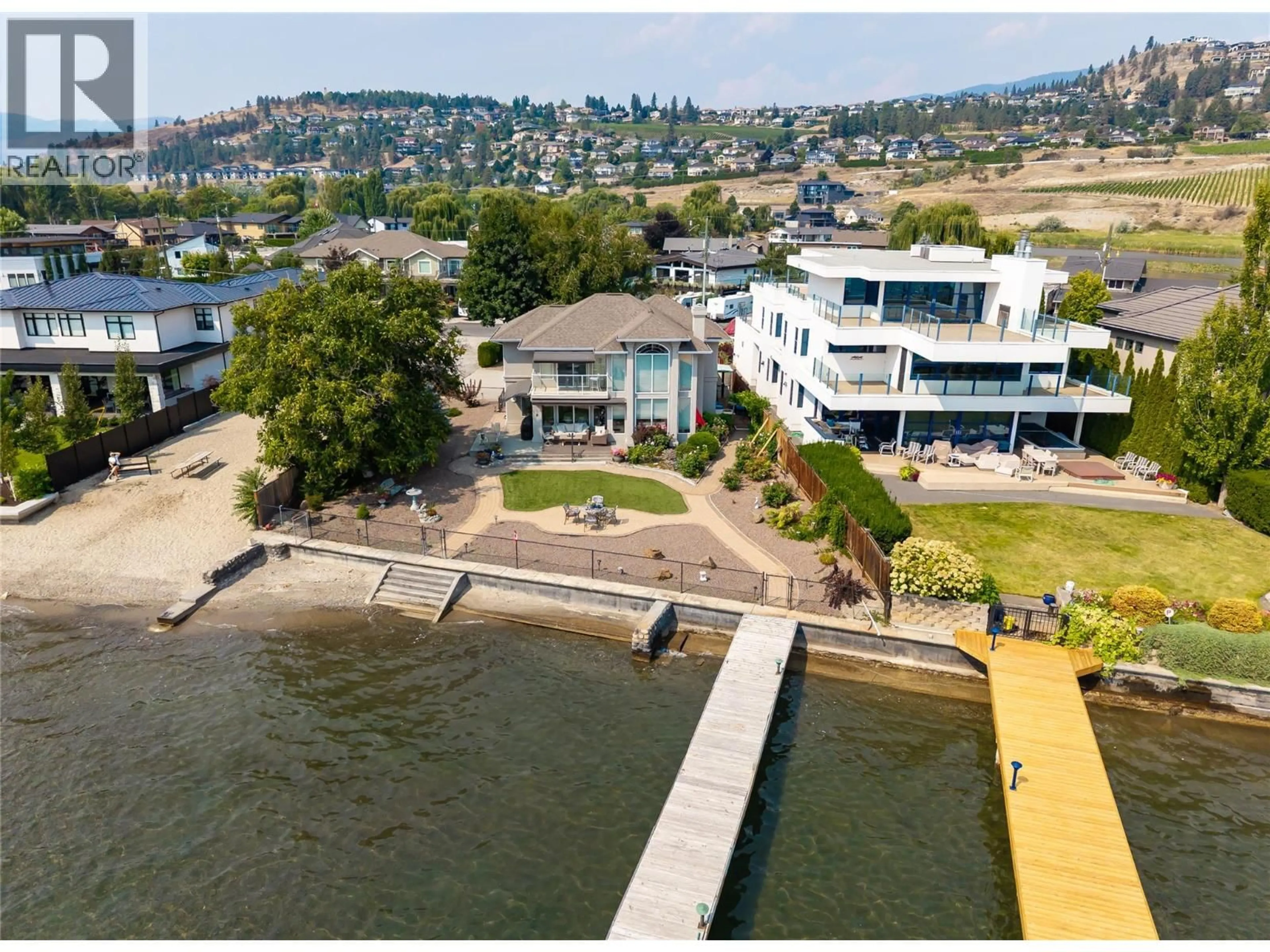 A pic from outside/outdoor area/front of a property/back of a property/a pic from drone, water/lake/river/ocean view for 1339 GREEN BAY ROAD, West Kelowna British Columbia V4T2B6
