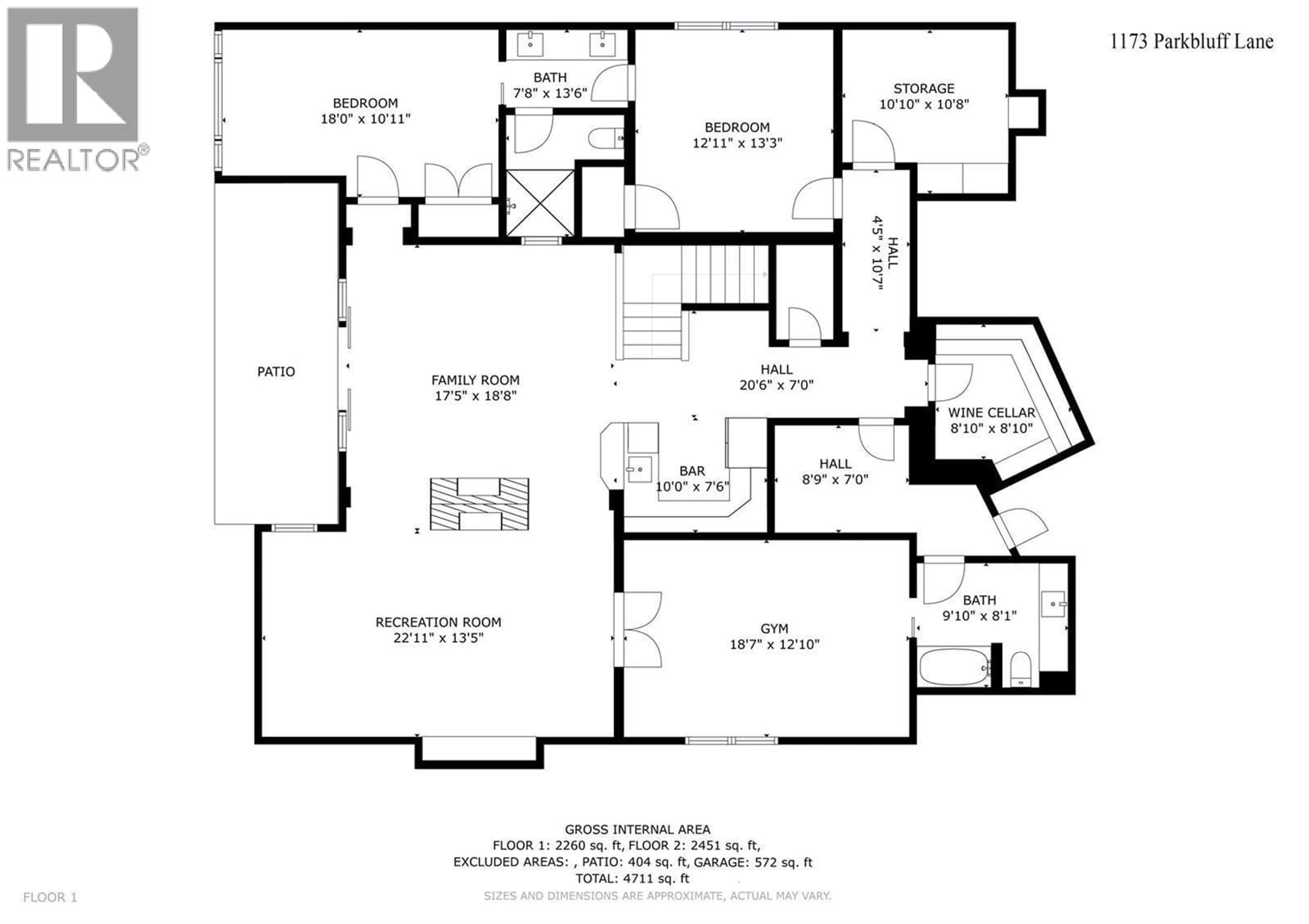 Floor plan for 1173 PARKBLUFF LANE, Kelowna British Columbia V1V2Y3