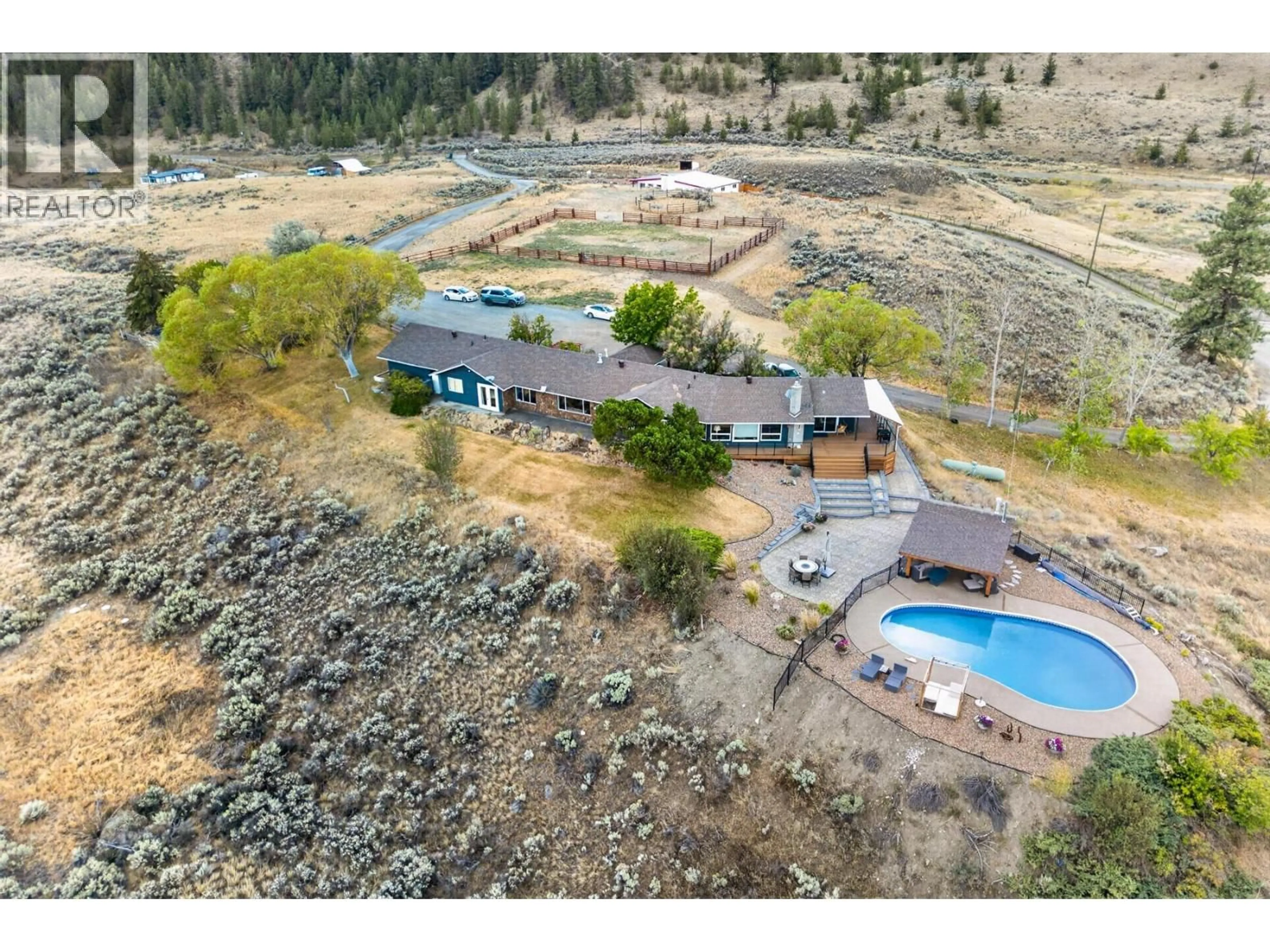 A pic from outside/outdoor area/front of a property/back of a property/a pic from drone, water/lake/river/ocean view for 5657 BEATON ROAD, Kamloops British Columbia V1S2A4