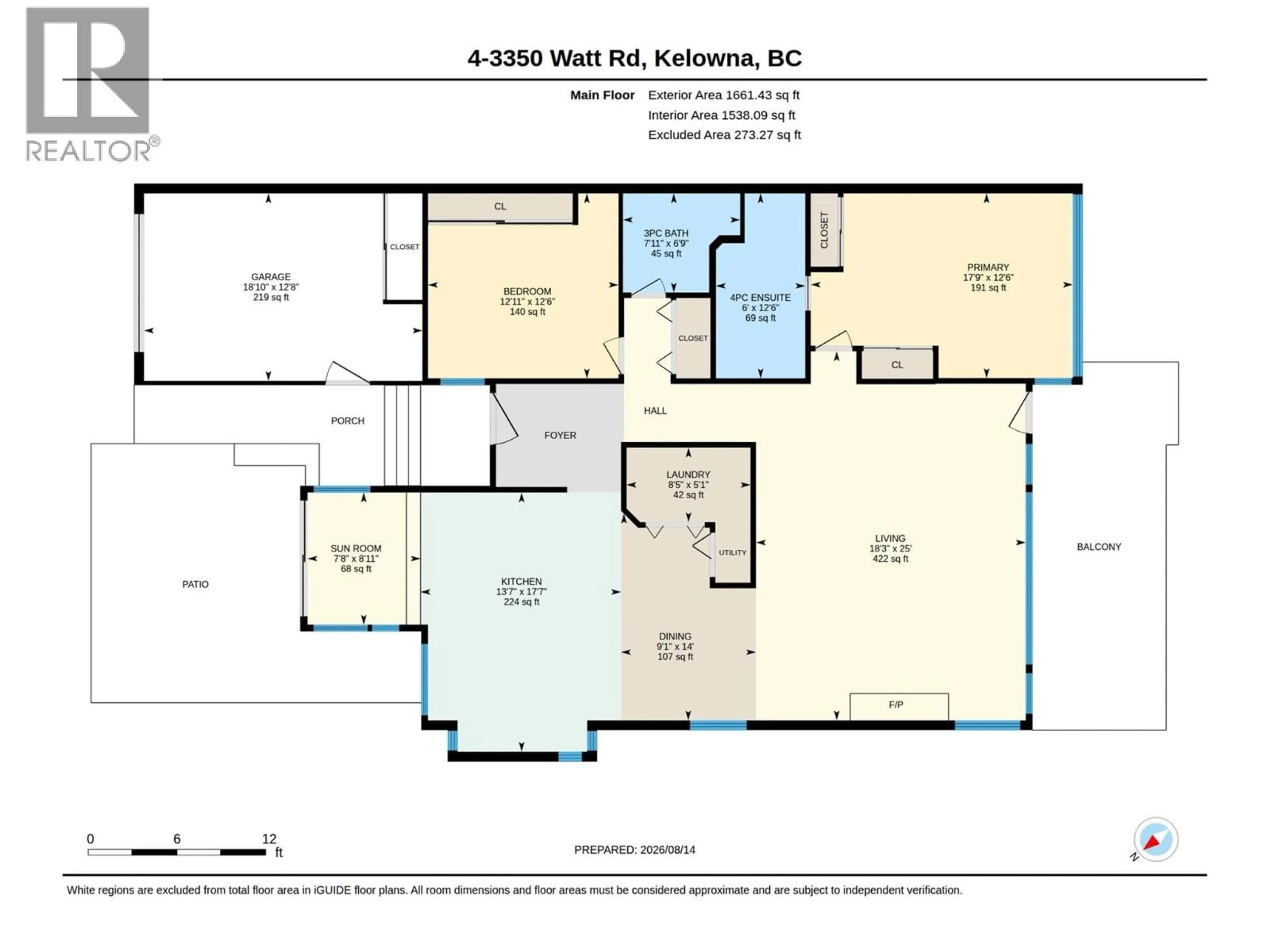 Floor plan for 4 - 3350 WATT ROAD, Kelowna British Columbia V1W3C8