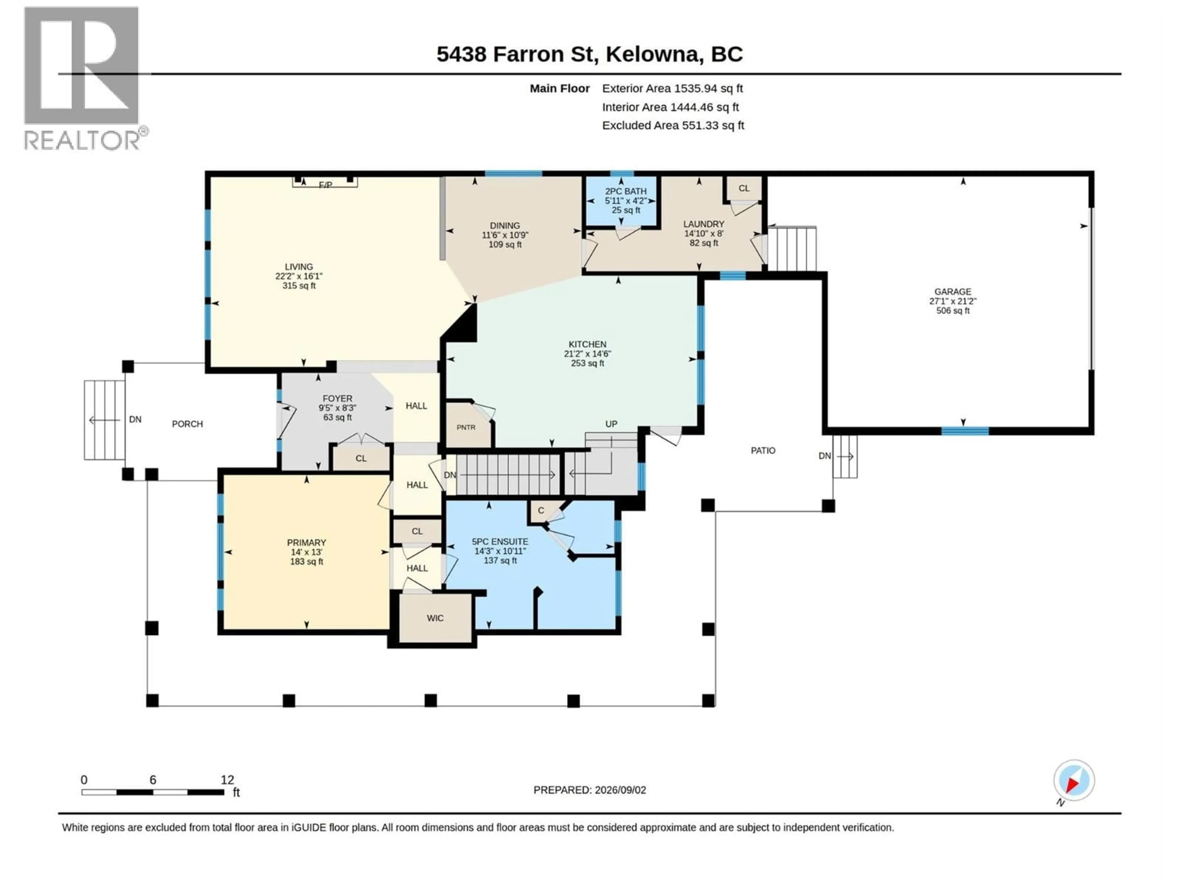 Floor plan for 5438 FARRON STREET, Kelowna British Columbia V1W5A6