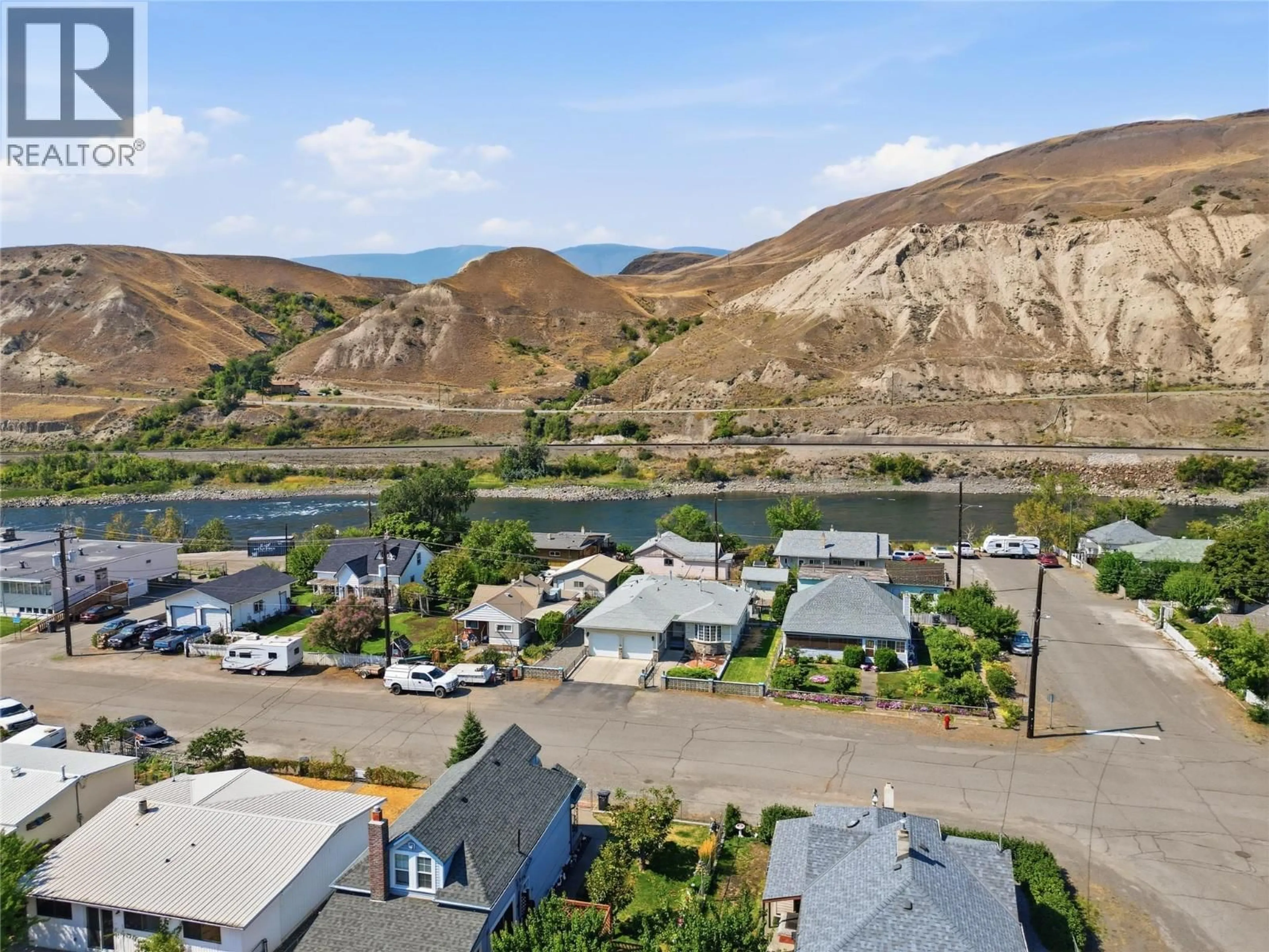 A pic from outside/outdoor area/front of a property/back of a property/a pic from drone, mountain view for 503 BANCROFT STREET, Ashcroft British Columbia V0K1A0