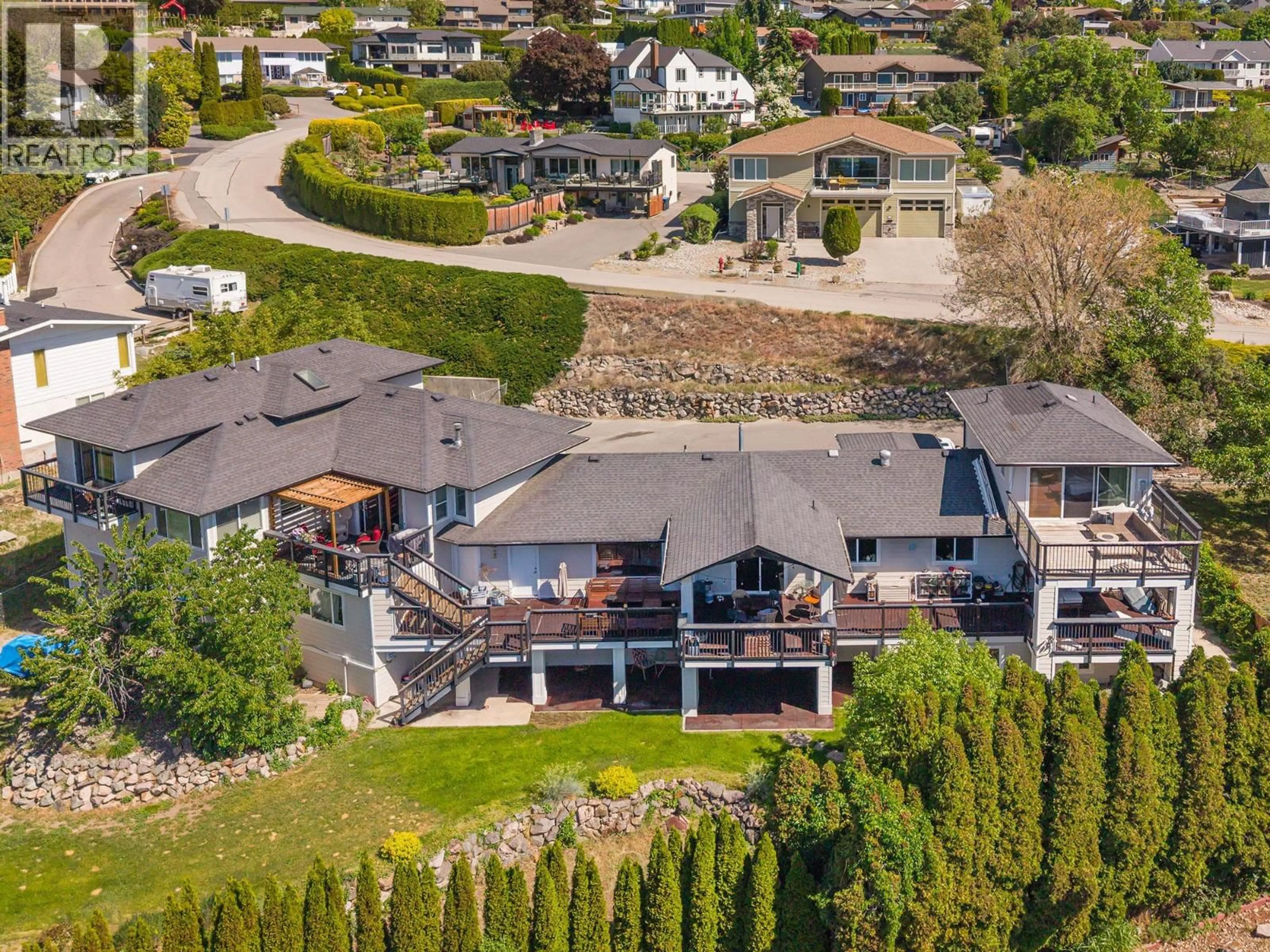 A pic from outside/outdoor area/front of a property/back of a property/a pic from drone, mountain view for 1185 SUNNYSIDE ROAD, West Kelowna British Columbia V1Z2S5