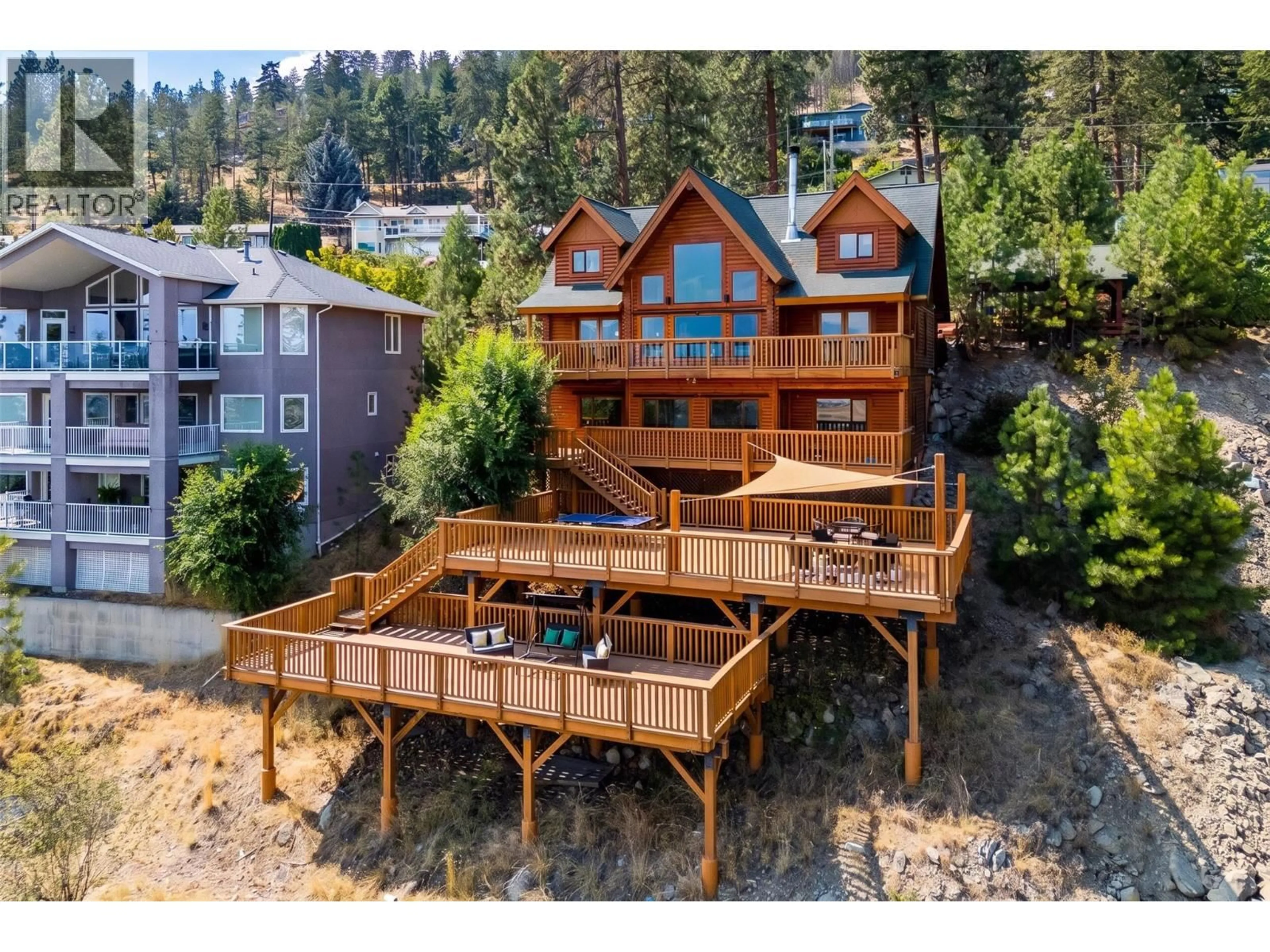 A pic from outside/outdoor area/front of a property/back of a property/a pic from drone, water/lake/river/ocean view for 1469 VANCOUVER ROAD, West Kelowna British Columbia V1Z2X6