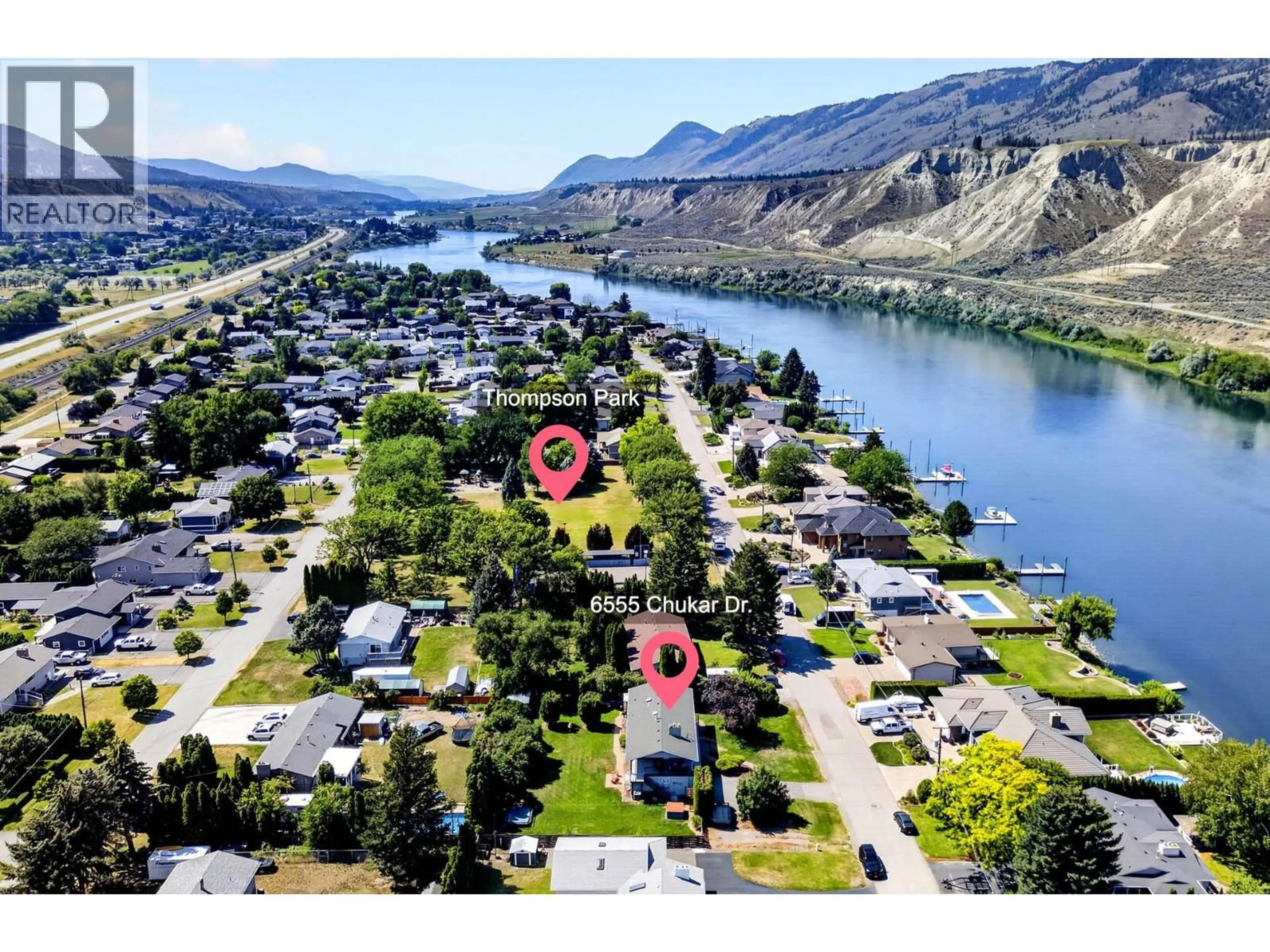 A pic from outside/outdoor area/front of a property/back of a property/a pic from drone, water/lake/river/ocean view for 6555 CHUKAR DRIVE, Kamloops British Columbia V2C4T9