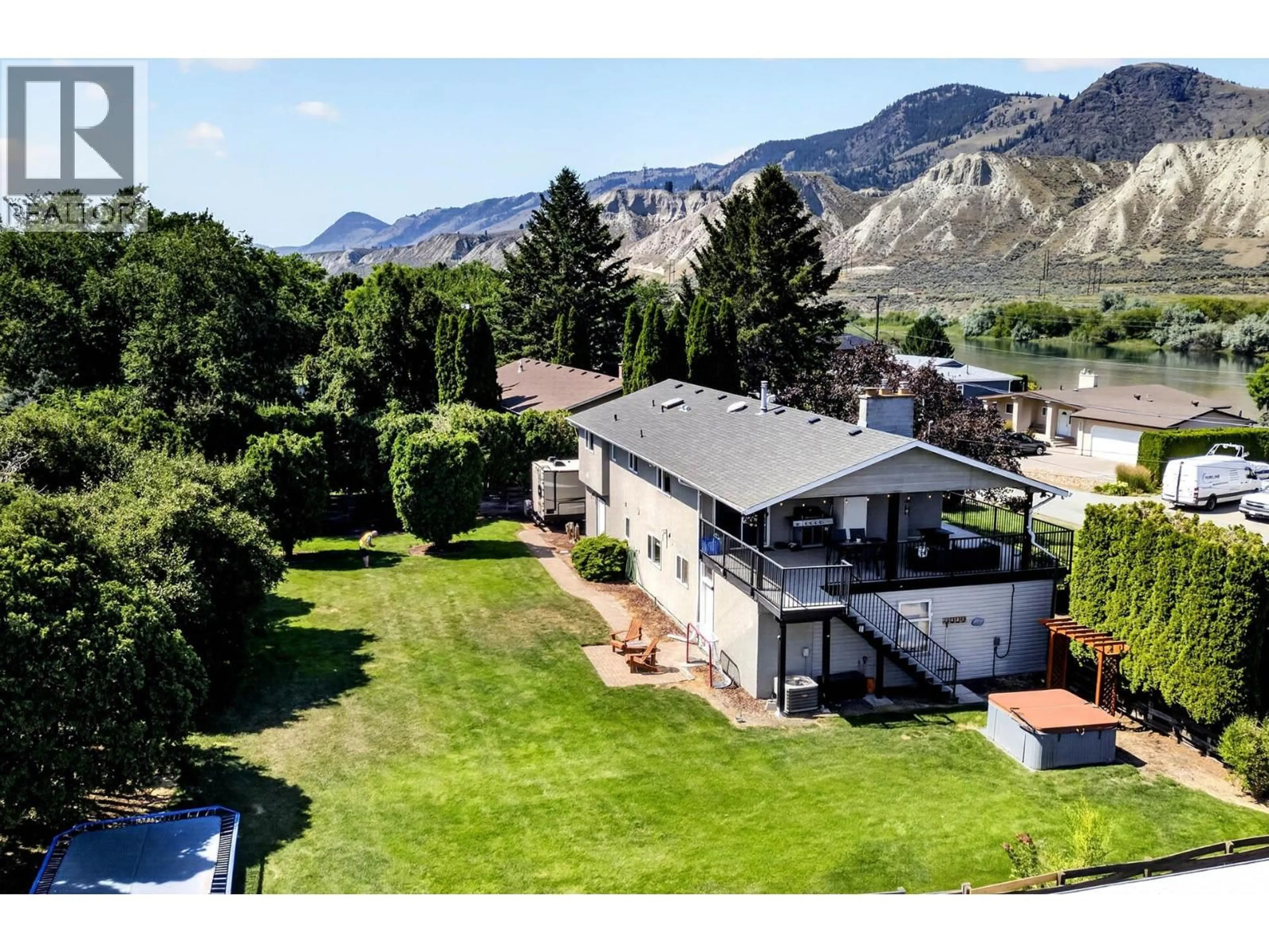 A pic from outside/outdoor area/front of a property/back of a property/a pic from drone, mountain view for 6555 CHUKAR DRIVE, Kamloops British Columbia V2C4T9