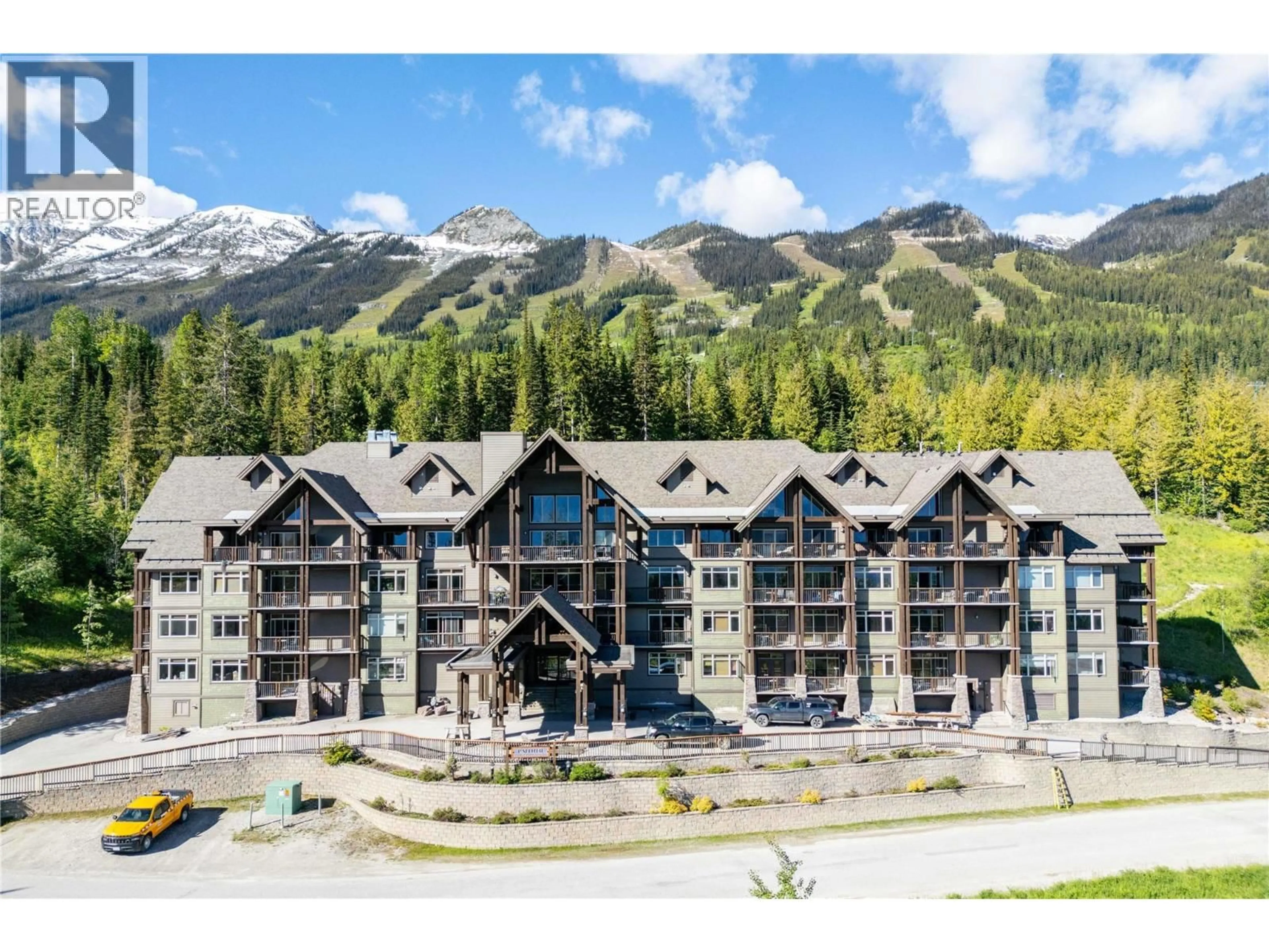 A pic from outside/outdoor area/front of a property/back of a property/a pic from drone, mountain view for 403 - 1420 PALLISER TRAIL, Golden British Columbia V0A1H0