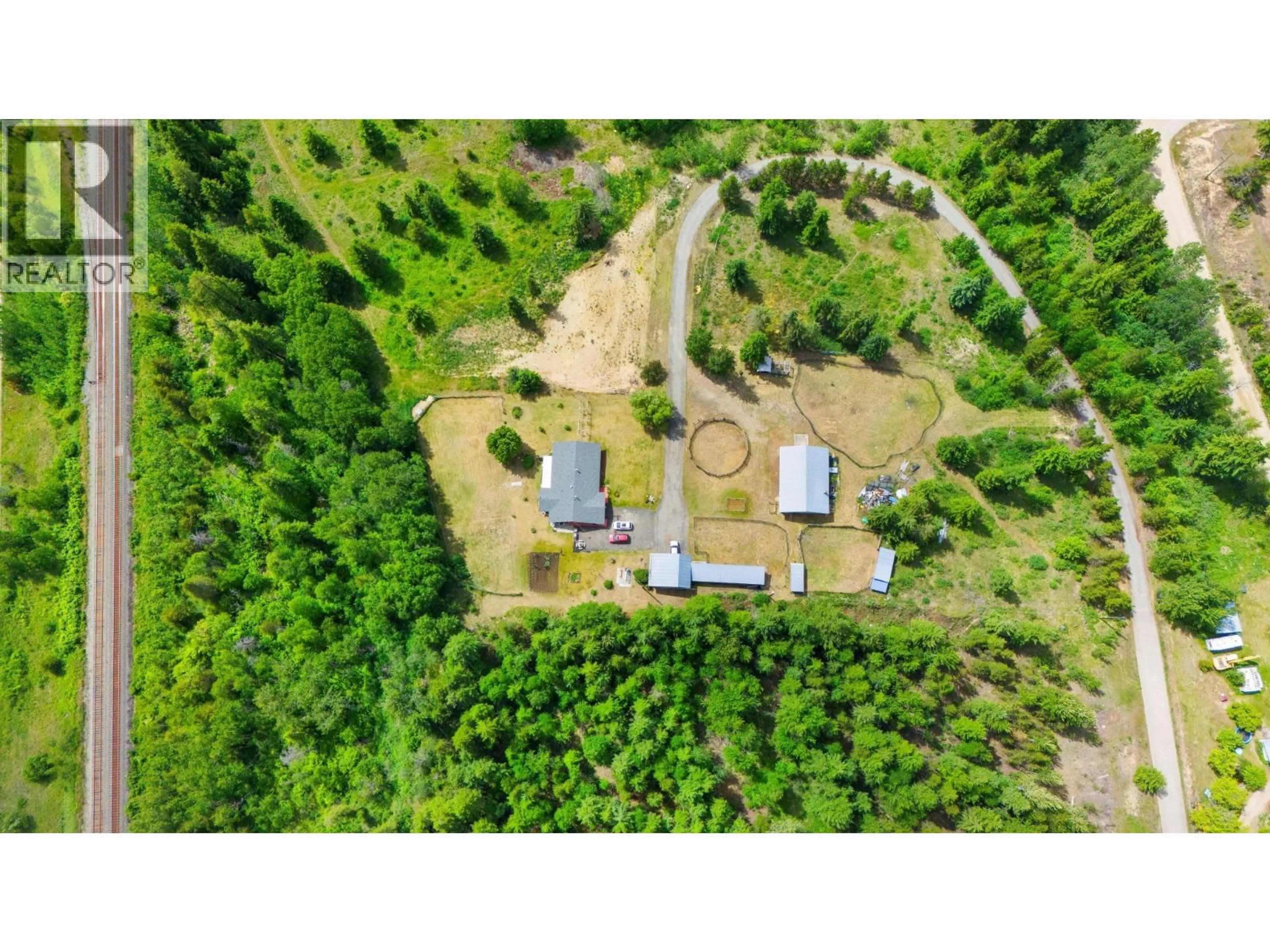 A pic from outside/outdoor area/front of a property/back of a property/a pic from drone, forest/trees view for 3056 HARMON ROAD, Vavenby British Columbia V0E3A0
