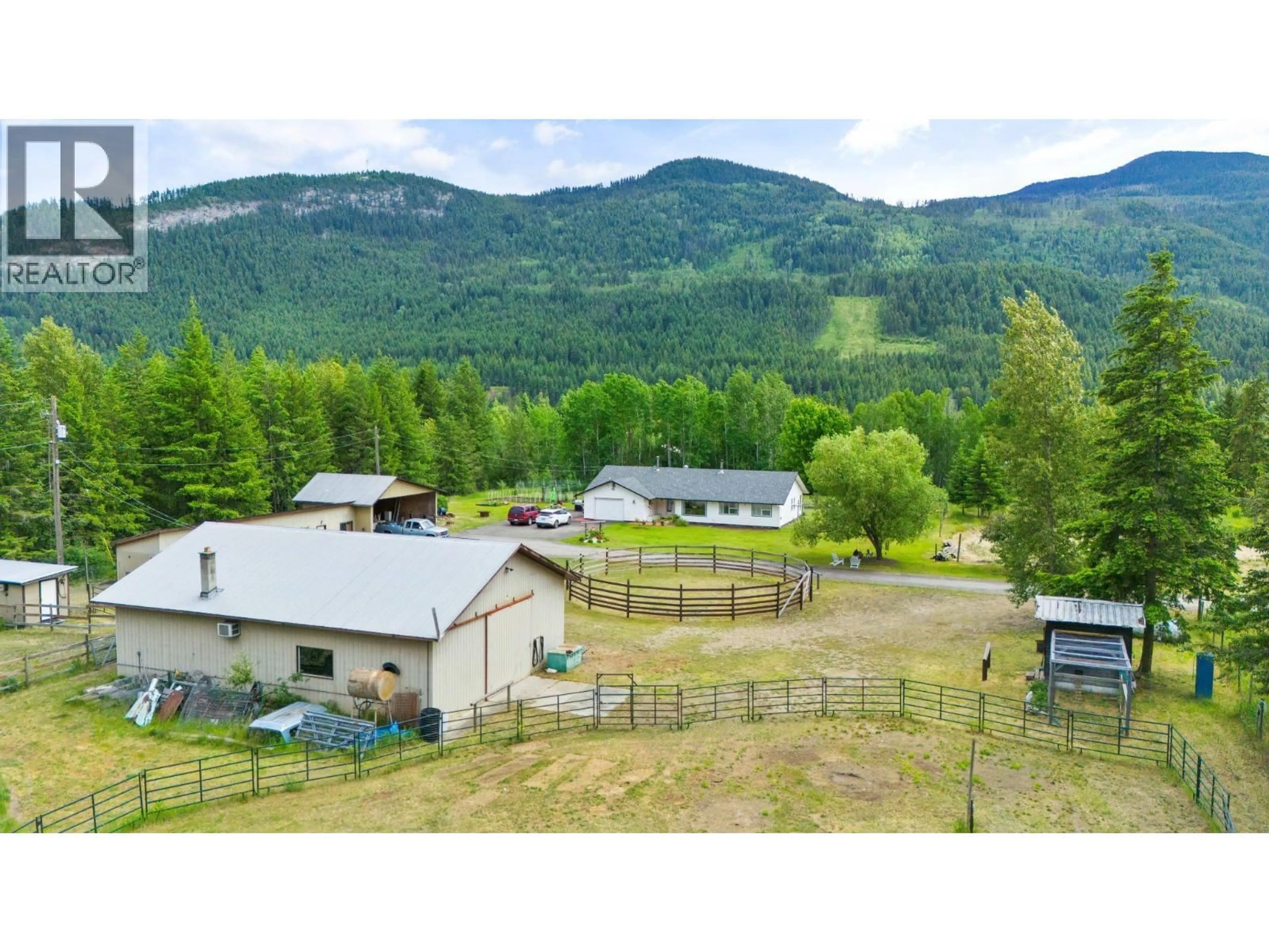 A pic from outside/outdoor area/front of a property/back of a property/a pic from drone, mountain view for 3056 HARMON ROAD, Vavenby British Columbia V0E3A0