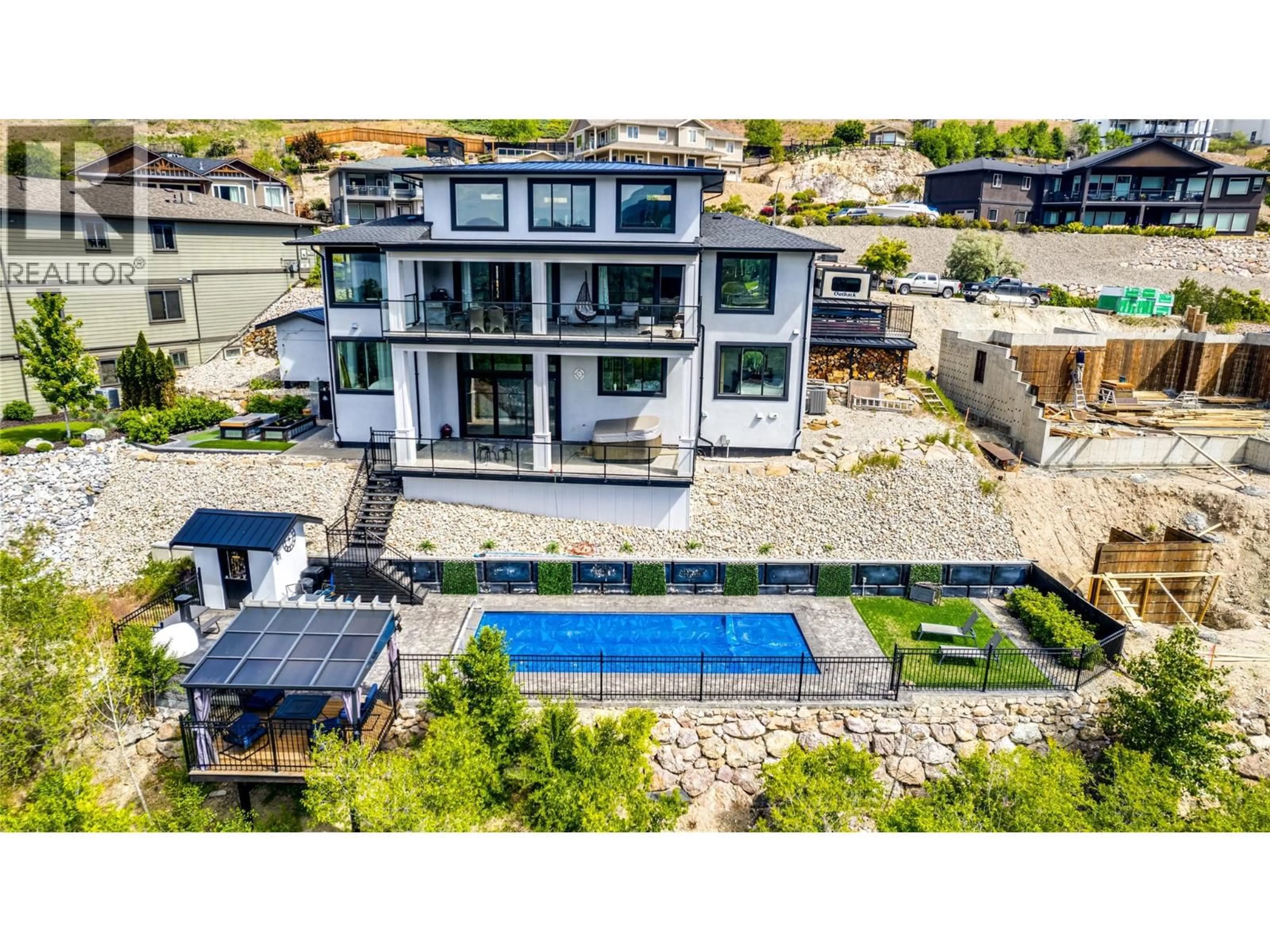 A pic from outside/outdoor area/front of a property/back of a property/a pic from drone, unknown for 8792 CORTLAND PLACE, Coldstream British Columbia V1B4B8