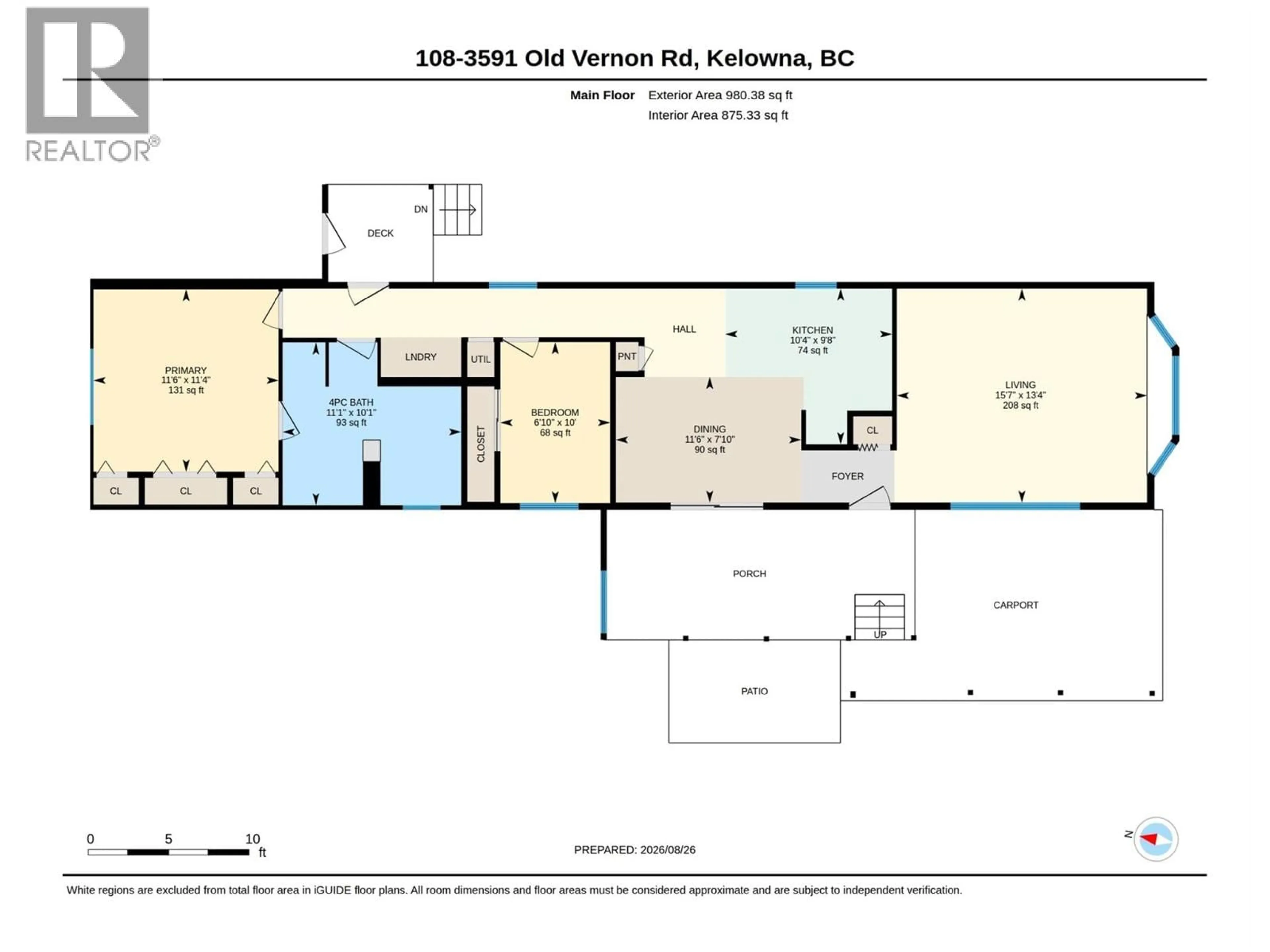 Floor plan for 108 - 3591 OLD VERNON ROAD, Kelowna British Columbia V1X6P4
