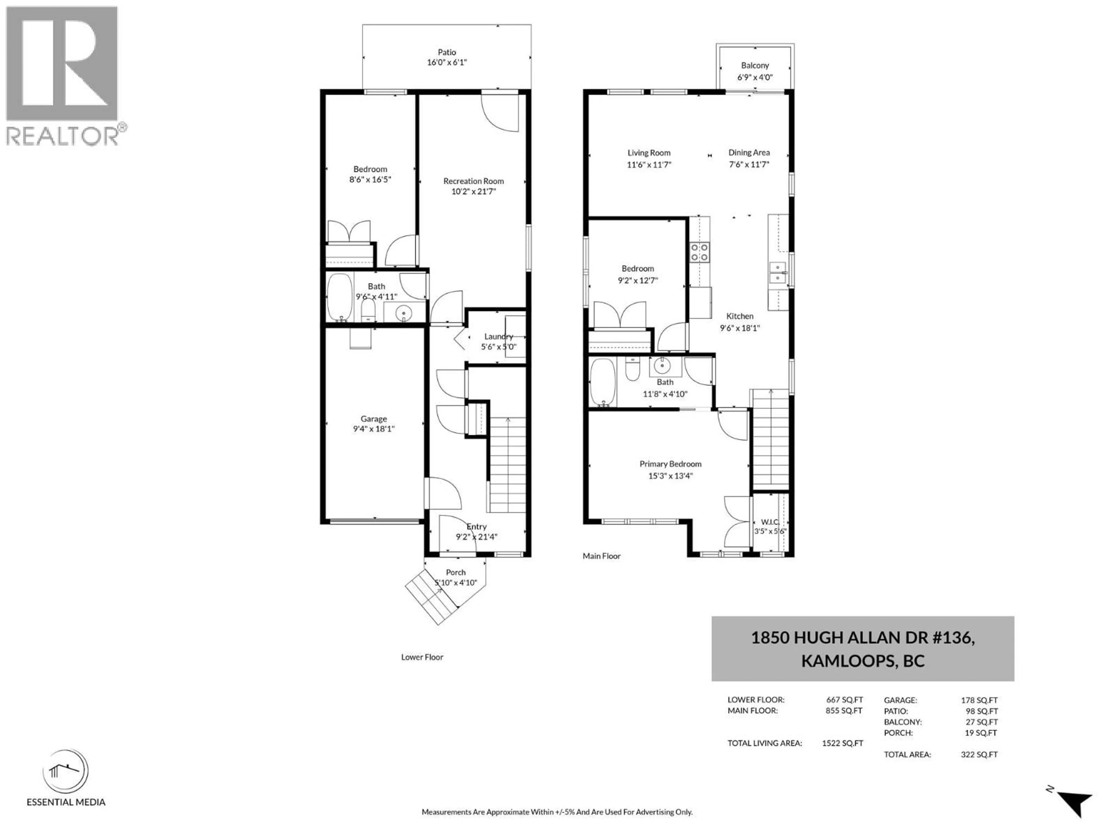 Floor plan for 136 - 1850 HUGH ALLAN DRIVE, Kamloops British Columbia V1S0C2