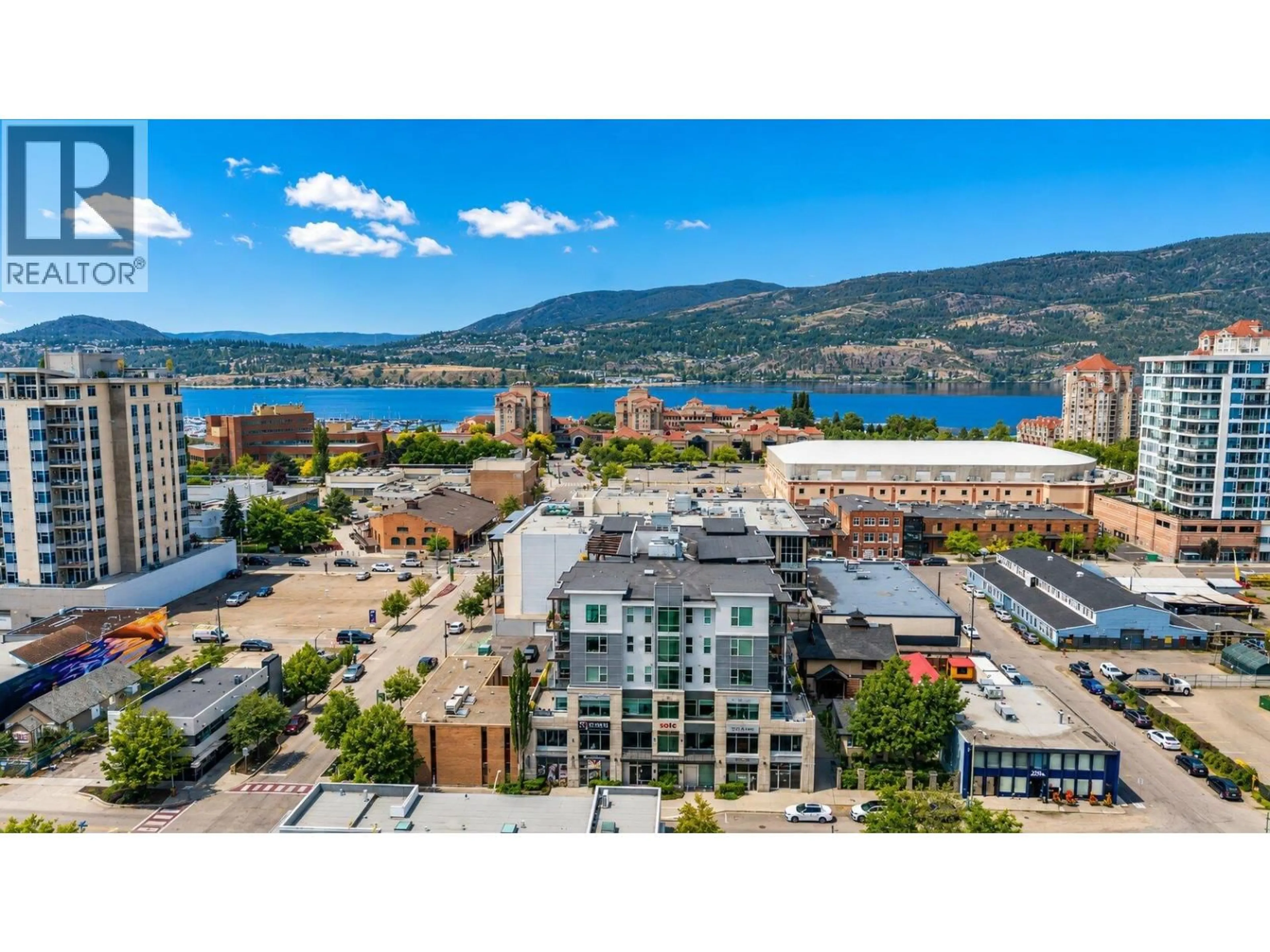 A pic from outside/outdoor area/front of a property/back of a property/a pic from drone, water/lake/river/ocean view for 511 - 1290 ST. PAUL STREET, Kelowna British Columbia V1Y2C9